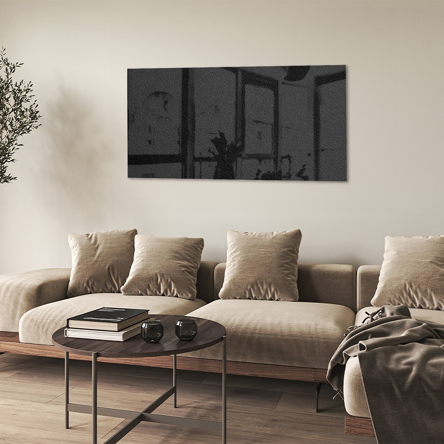 Minimalistisches Glasbild in Schwarz – Glasbild aus Sicherheitsglas, Größe 90x60