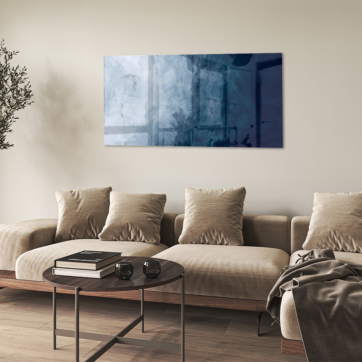 Königsblaues Glasbild – verschiedene Größen – Glasbild aus Sicherheitsglas, Größe 90x60