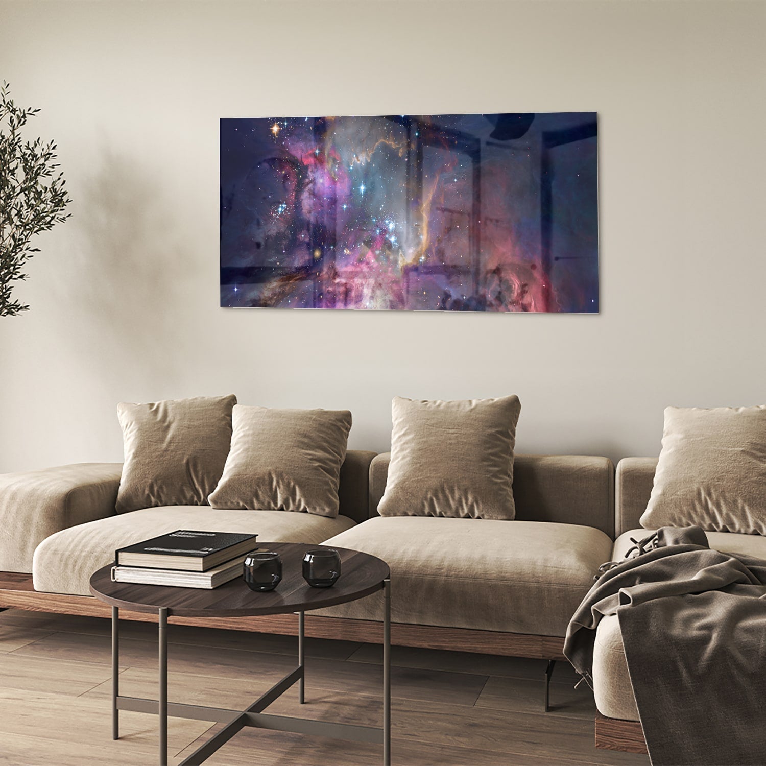 Zauberhaftes Glasbild mit dem Universum – Glasbild aus Sicherheitsglas, Größe 90x60