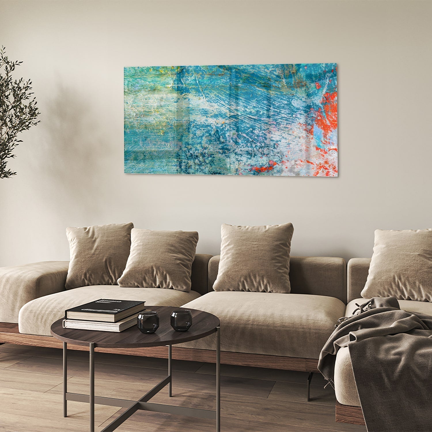 Farbenfrohes Glasbild mit abstraktem Muster – Glasbild aus Sicherheitsglas, Größe 90x60