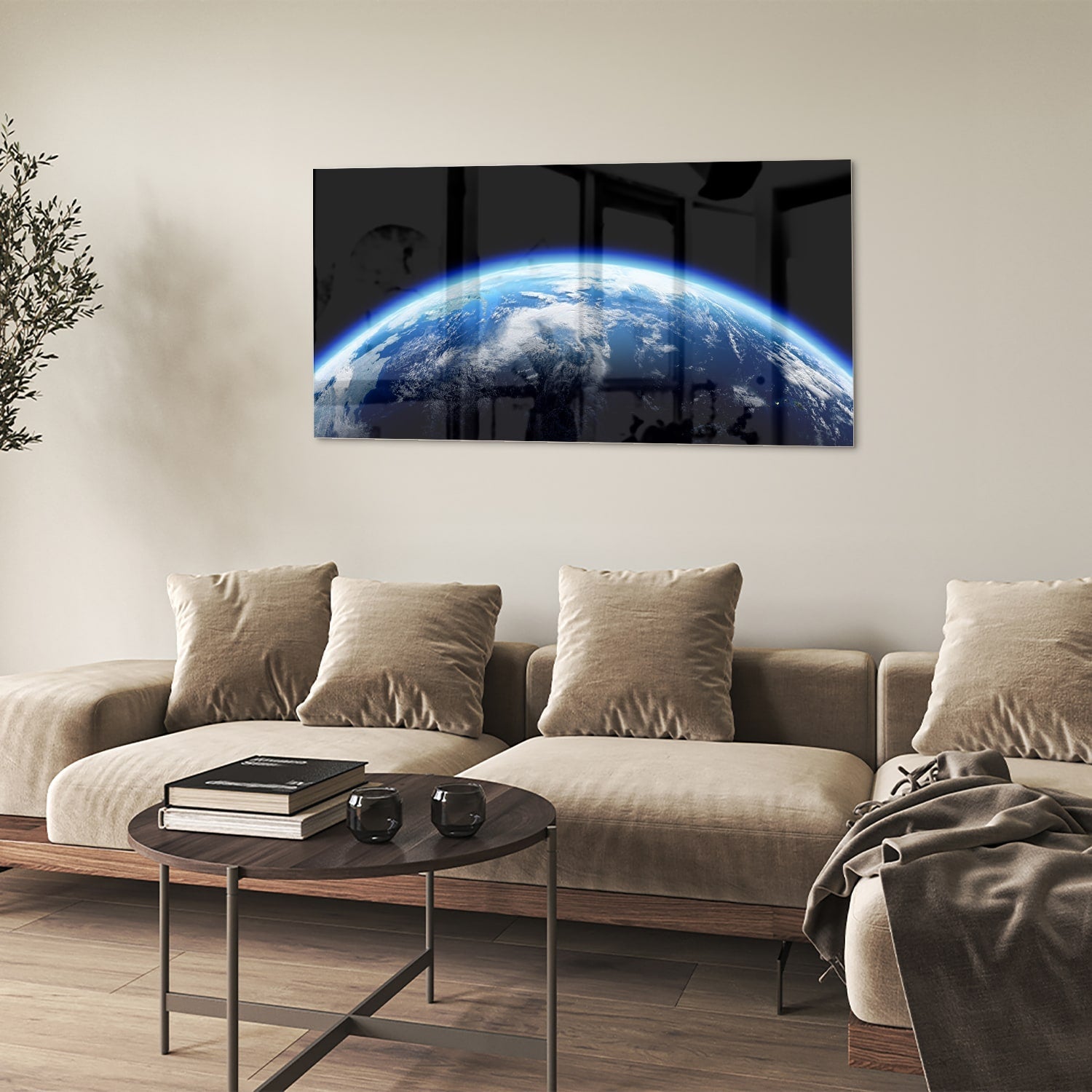 Wunderschönes Glasbild mit der Erde – Glasbild aus Sicherheitsglas, Größe 90x60