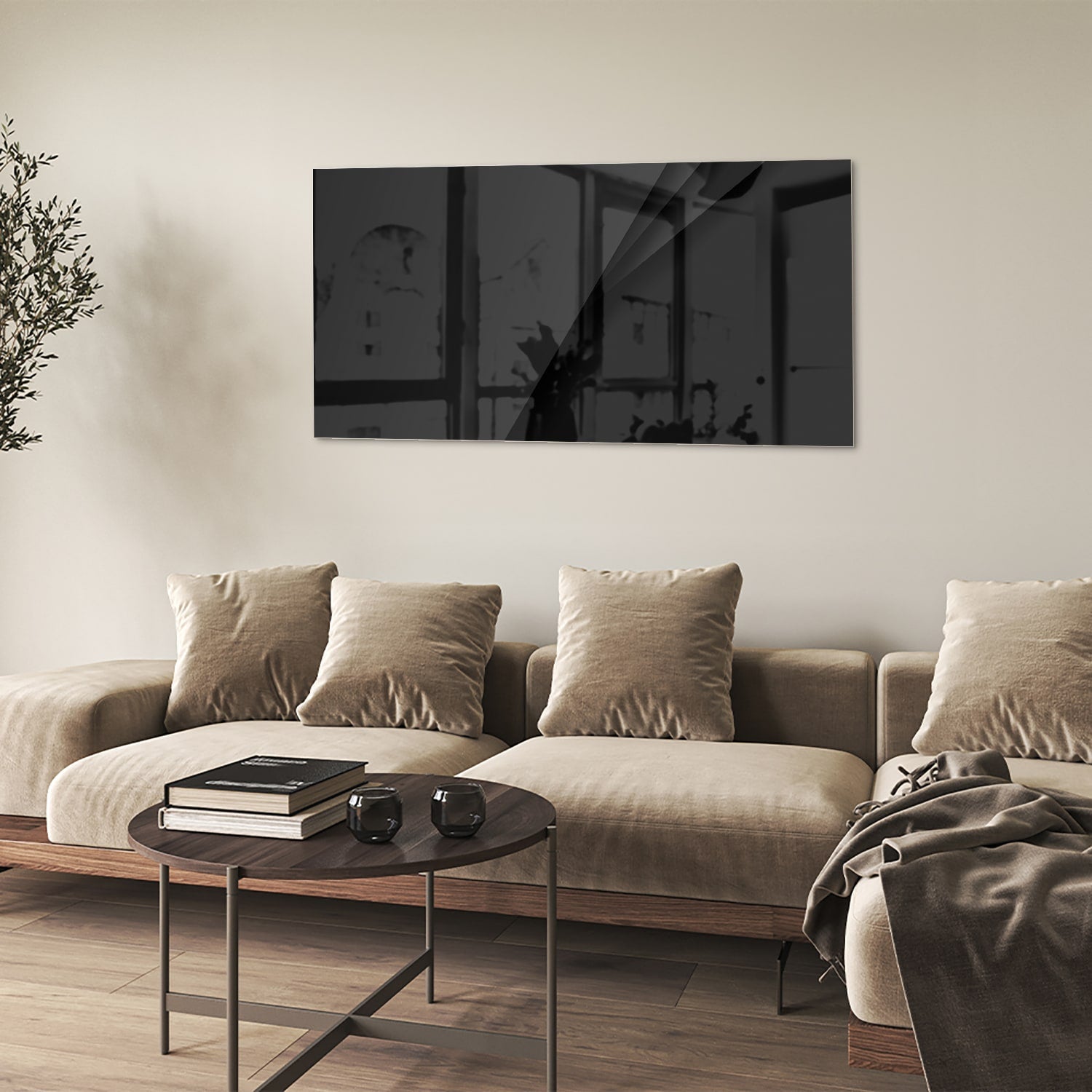Modernes schwarzes Glasbild für ein stilvolles Interieur – Glasbild aus Sicherheitsglas, Größe 90x60