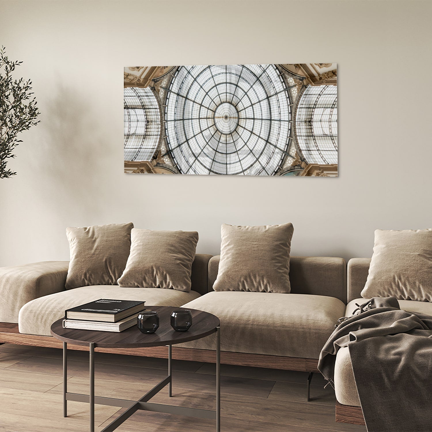 Elegantes Glasbild mit einer kunstvollen Kuppel – Glasbild aus Sicherheitsglas, Größe 90x60