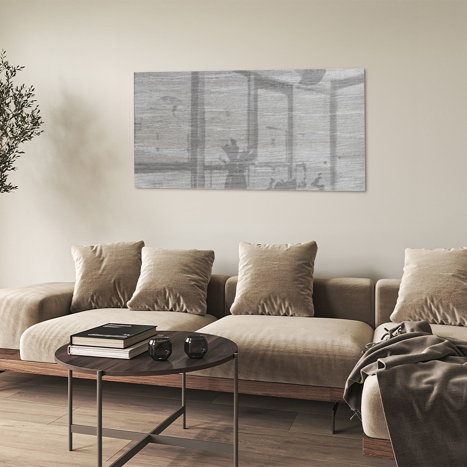Minimalistisches Glasbild mit rustikalen Akzenten – Glasbild aus Sicherheitsglas, Größe 90x60
