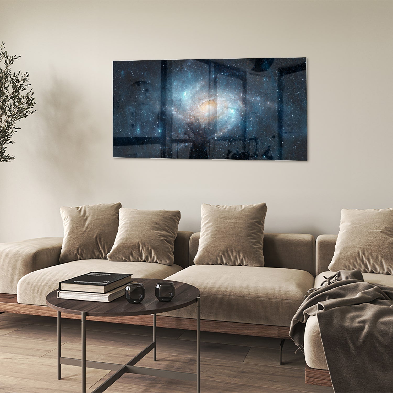 Mystisches Glasbild mit einer Galaxie – Glasbild aus Sicherheitsglas, Größe 90x60
