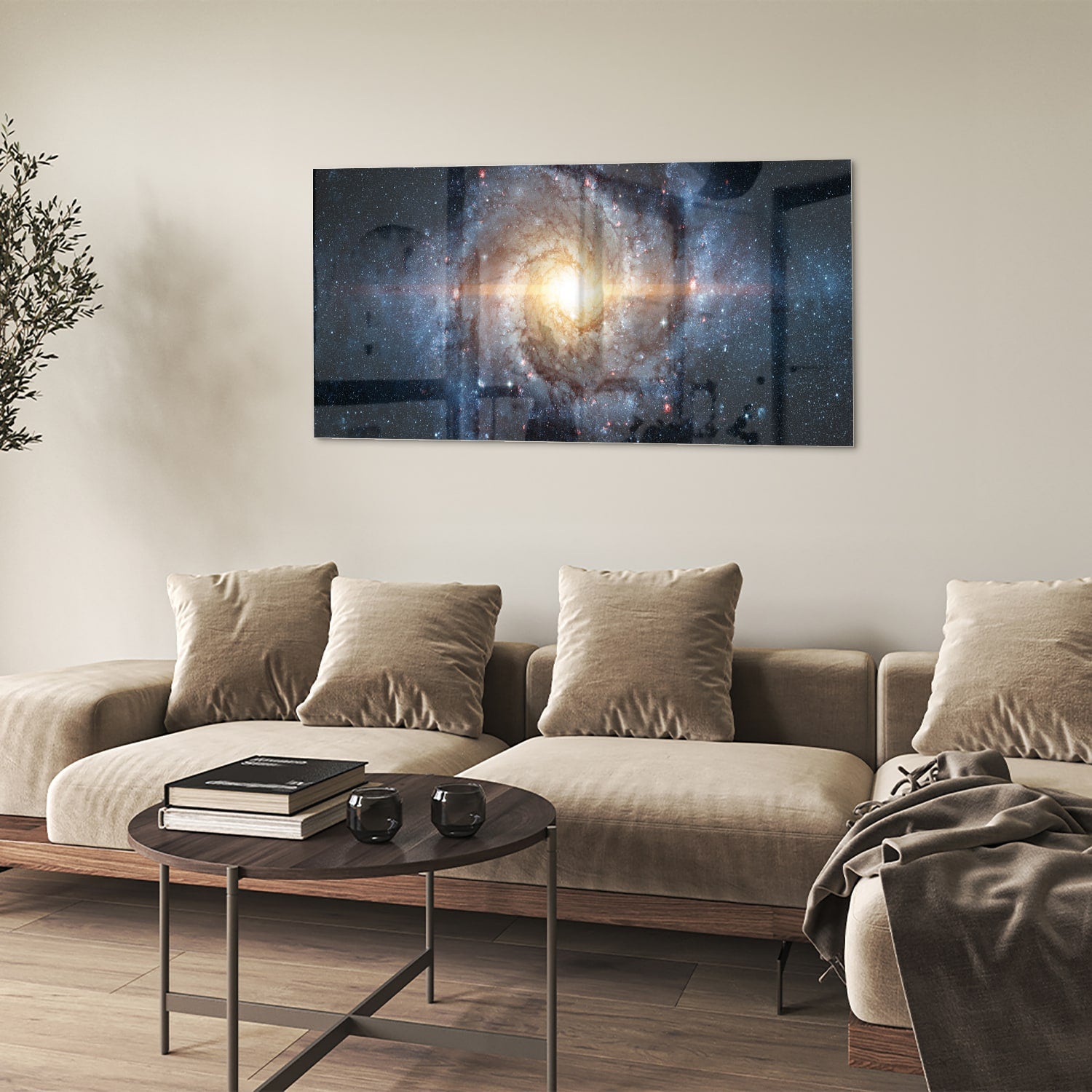 Glasbild mit einer zauberhaften Galaxie – Glasbild aus Sicherheitsglas, Größe 90x60