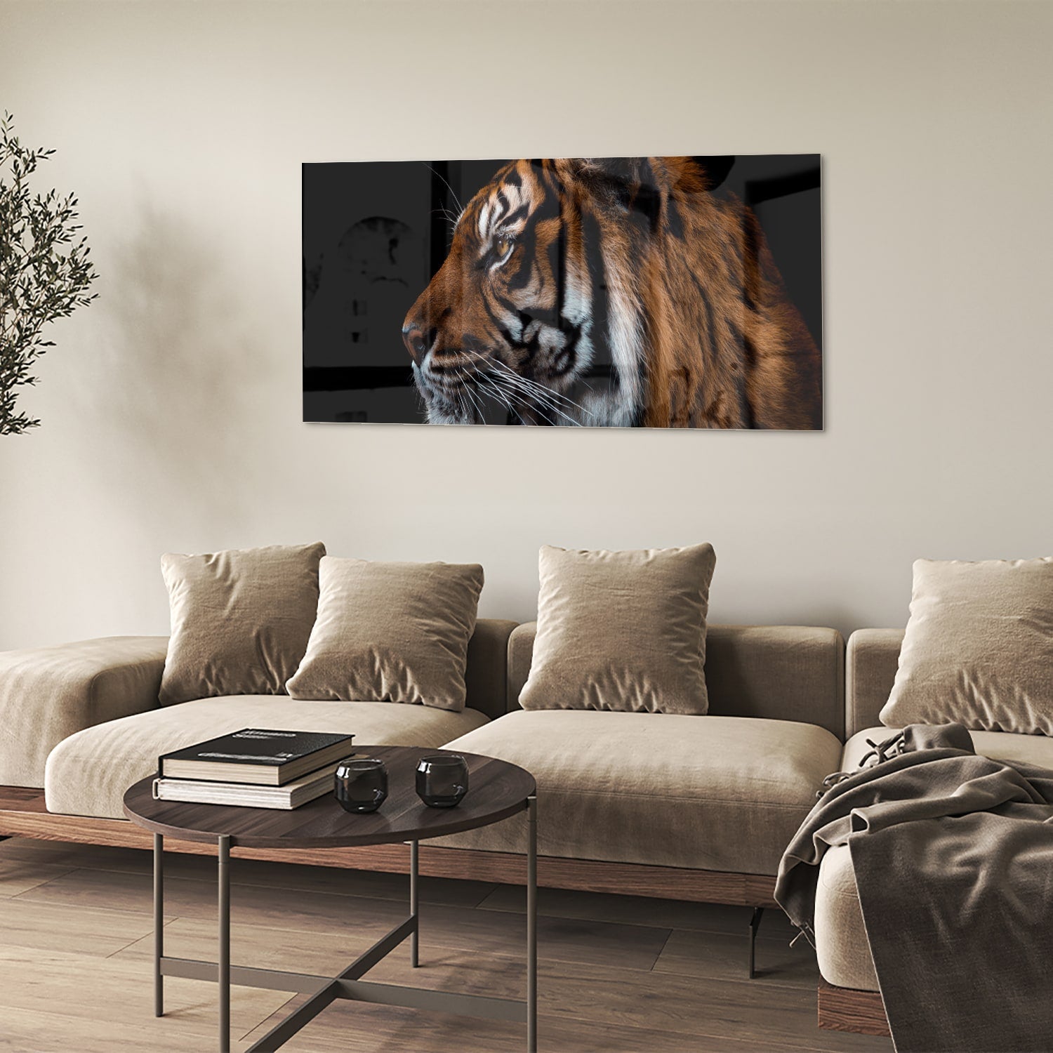 Glasbild mit majestätischen Tigern – Glasbild aus Sicherheitsglas, Größe 90x60