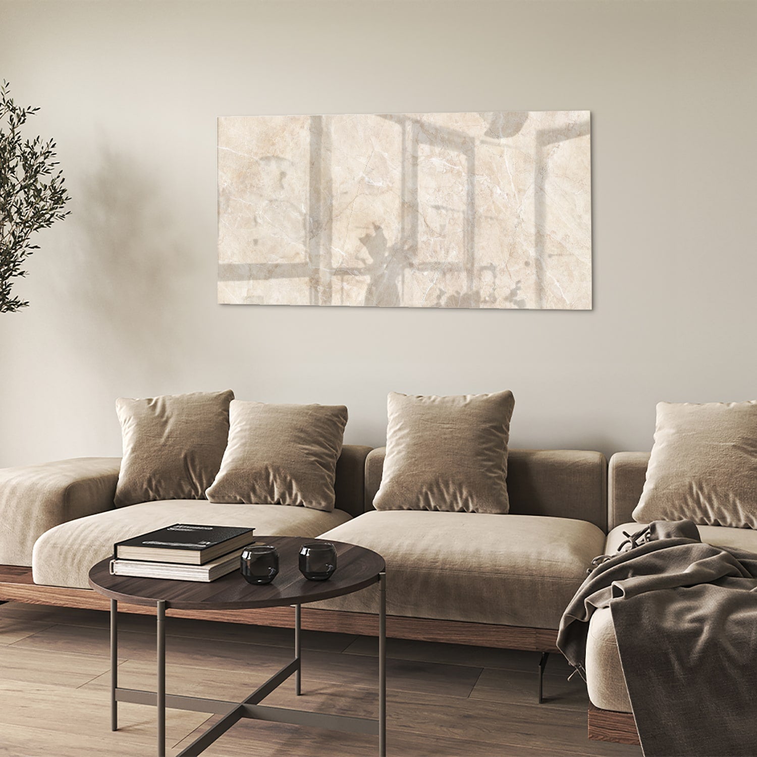 Elegantes Glasbild mit natürlichen Farbtönen – Glasbild aus Sicherheitsglas, Größe 90x60