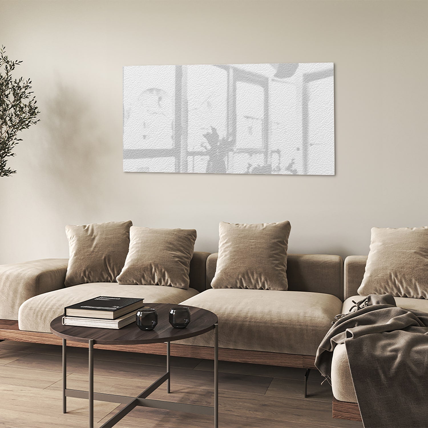 Minimalistisches Glasbild mit Fensterreflexion – Glasbild aus Sicherheitsglas, Größe 90x60