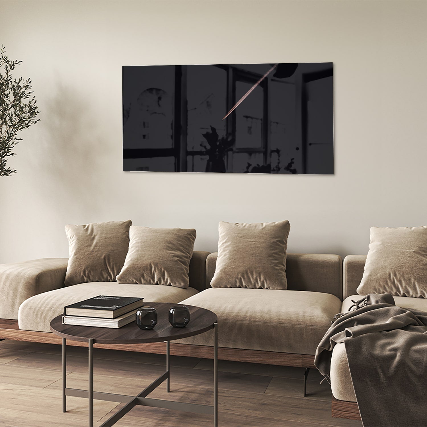 Modernes Glasbild mit schwarzem Hintergrund – Glasbild aus Sicherheitsglas, Größe 90x60