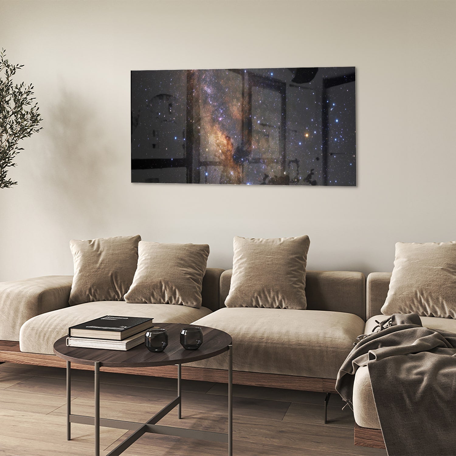 Abstraktes Glasbild mit dem Universum – Glasbild aus Sicherheitsglas, Größe 90x60