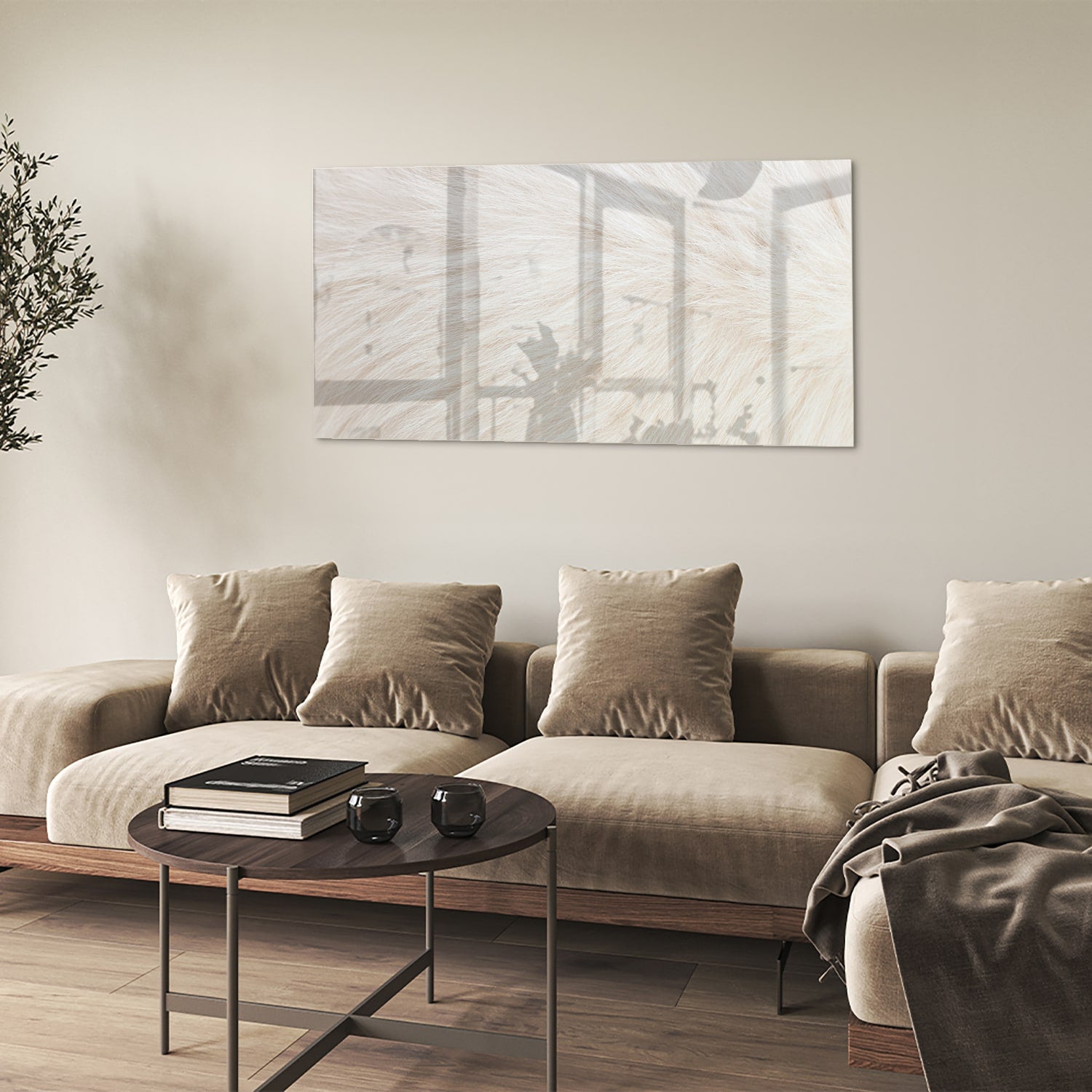 Minimalistisches Glasbild mit Naturmotiv – Glasbild aus Sicherheitsglas, Größe 90x60