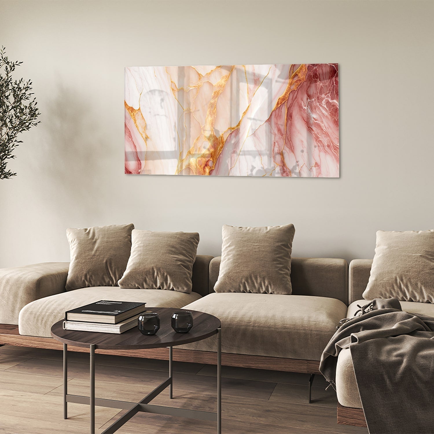 Elegantes Glasbild in warmen Farbtönen – Glasbild aus Sicherheitsglas, Größe 90x60