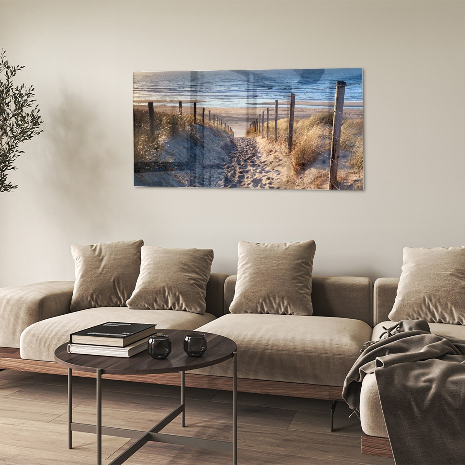 Glasbild – Sandweg zum Strand – Glasbild aus Sicherheitsglas, Größe 90x60