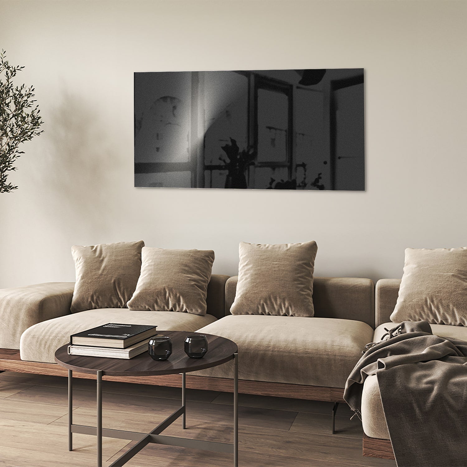Modernes Glasbild für ein geradliniges Wohnzimmer – Glasbild aus Sicherheitsglas, Größe 90x60