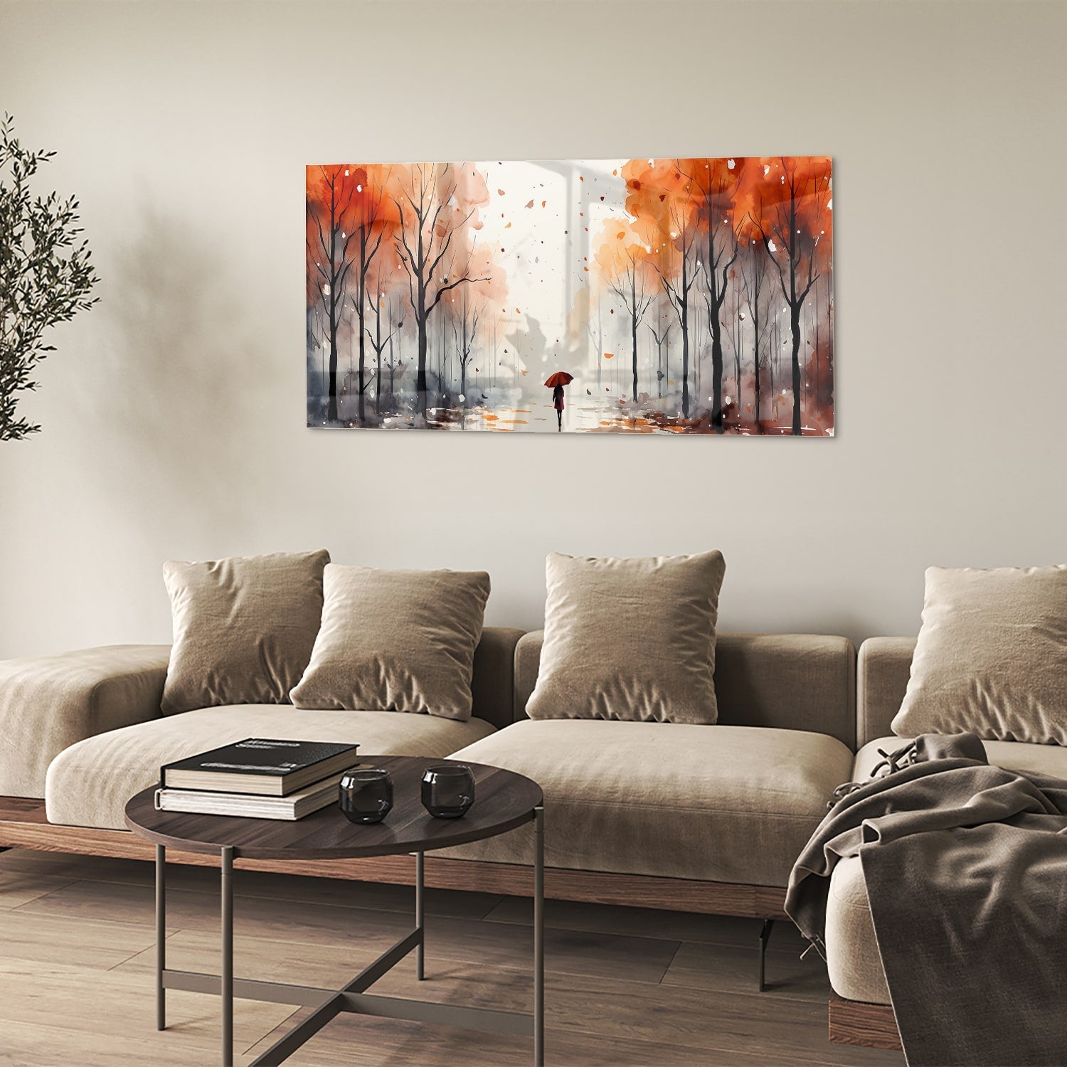 Zauberhaftes Glasbild mit Herbstlandschaft – Glasbild aus Sicherheitsglas, Größe 90x60