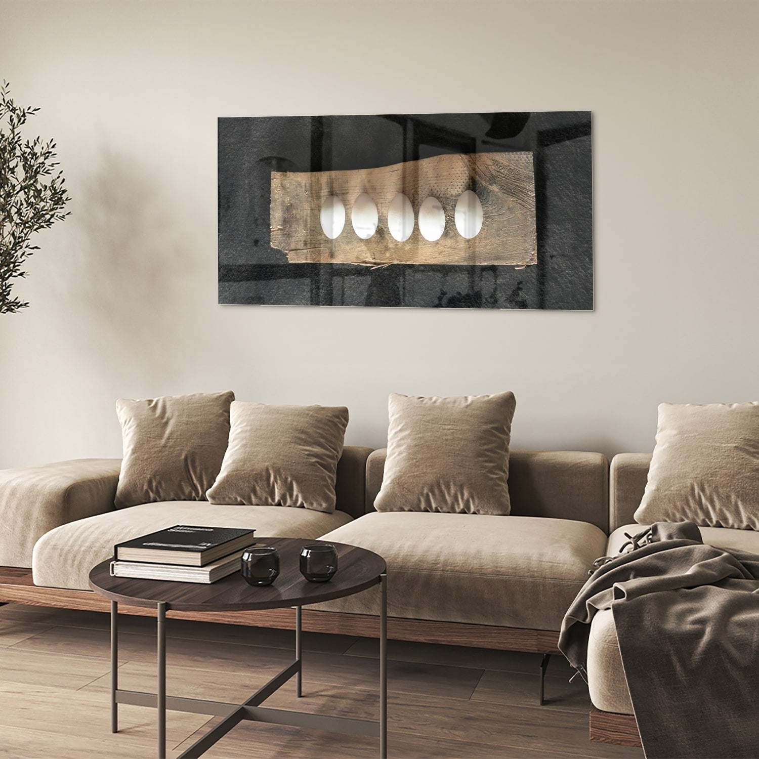 Elegantes Glasbild mit beleuchteten Akzenten – Glasbild aus Sicherheitsglas, Größe 90x60