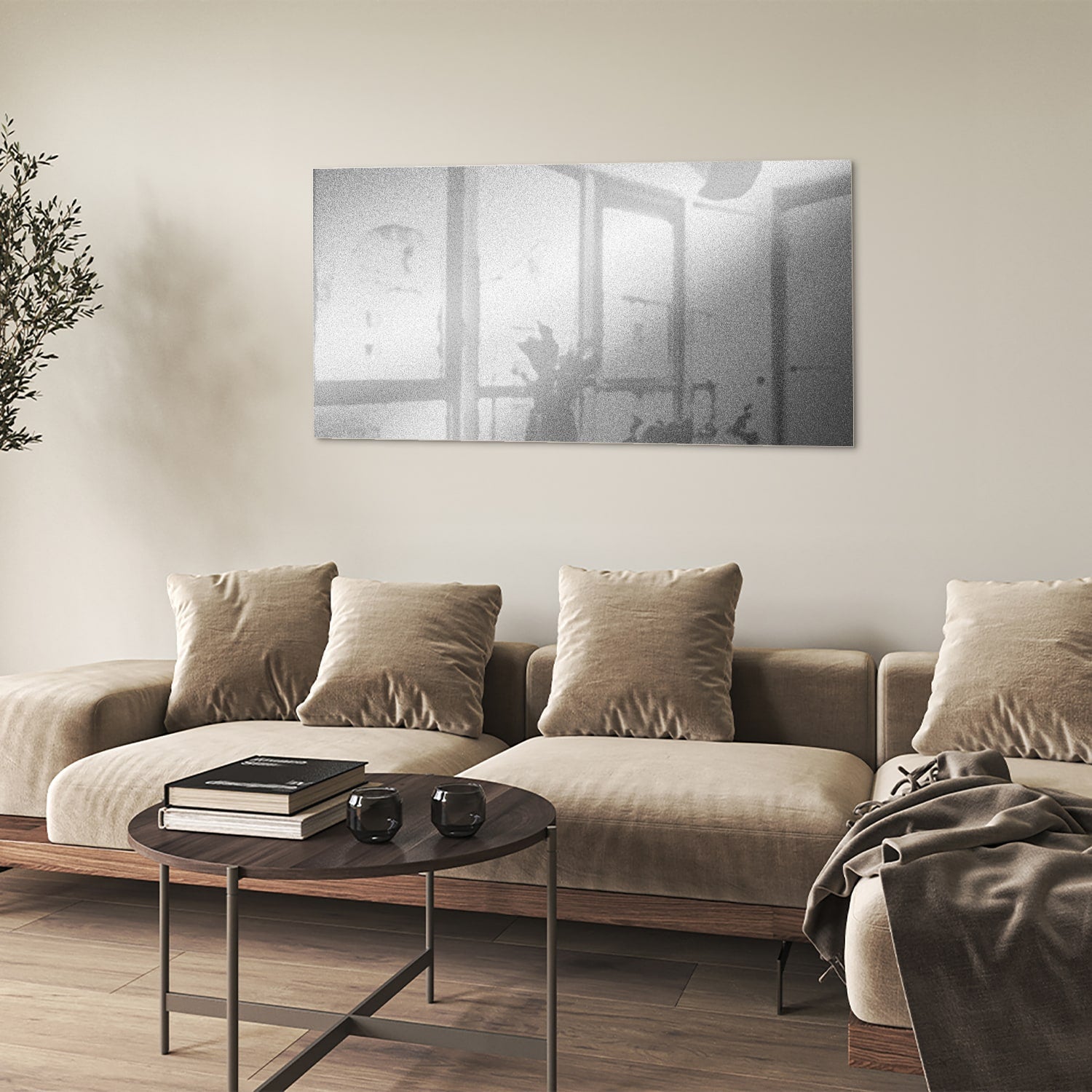 Minimalistisches Glasbild mit Reflexionen – Glasbild aus Sicherheitsglas, Größe 90x60