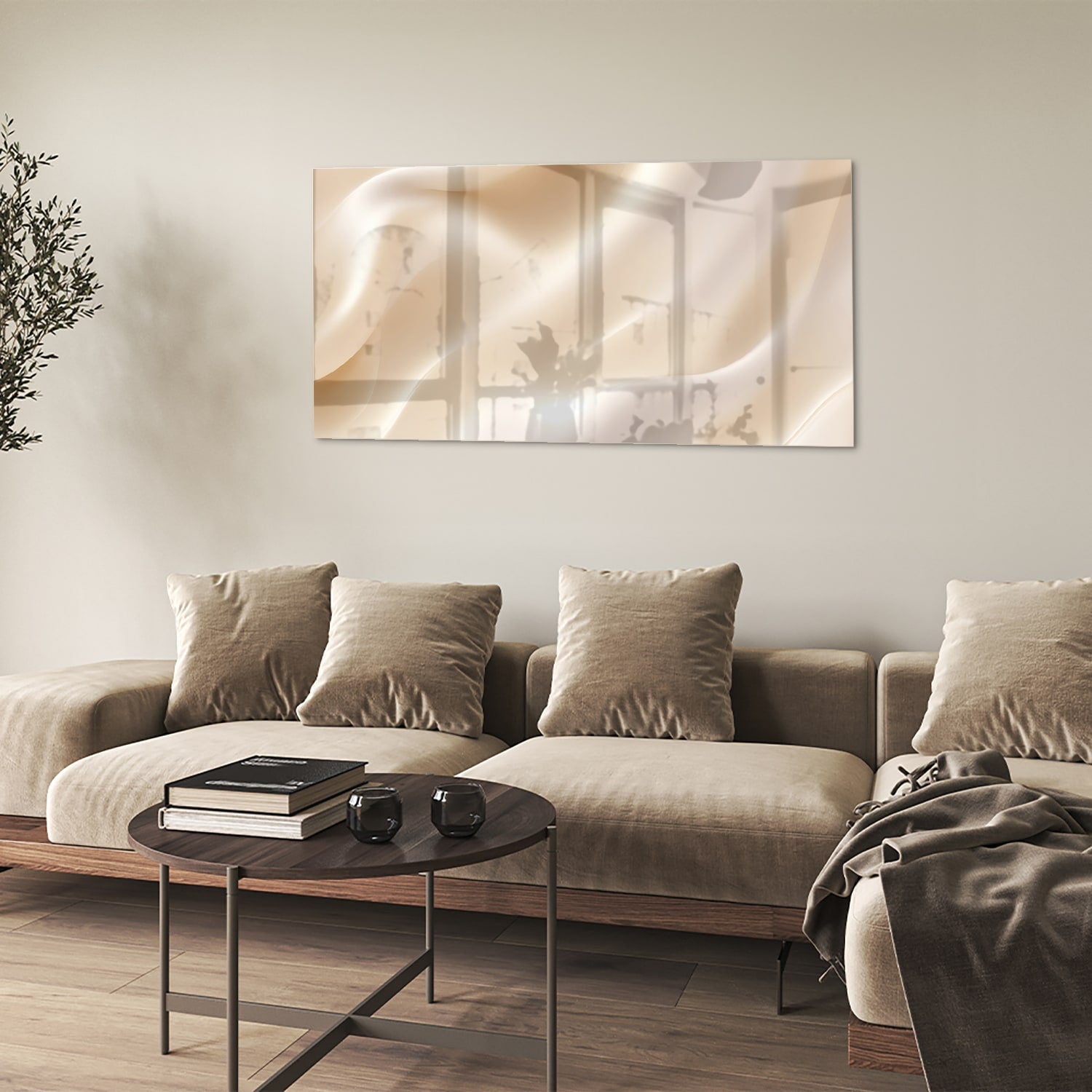 Minimalistisches Glasbild mit warmen Farbtönen – Glasbild aus Sicherheitsglas, Größe 90x60