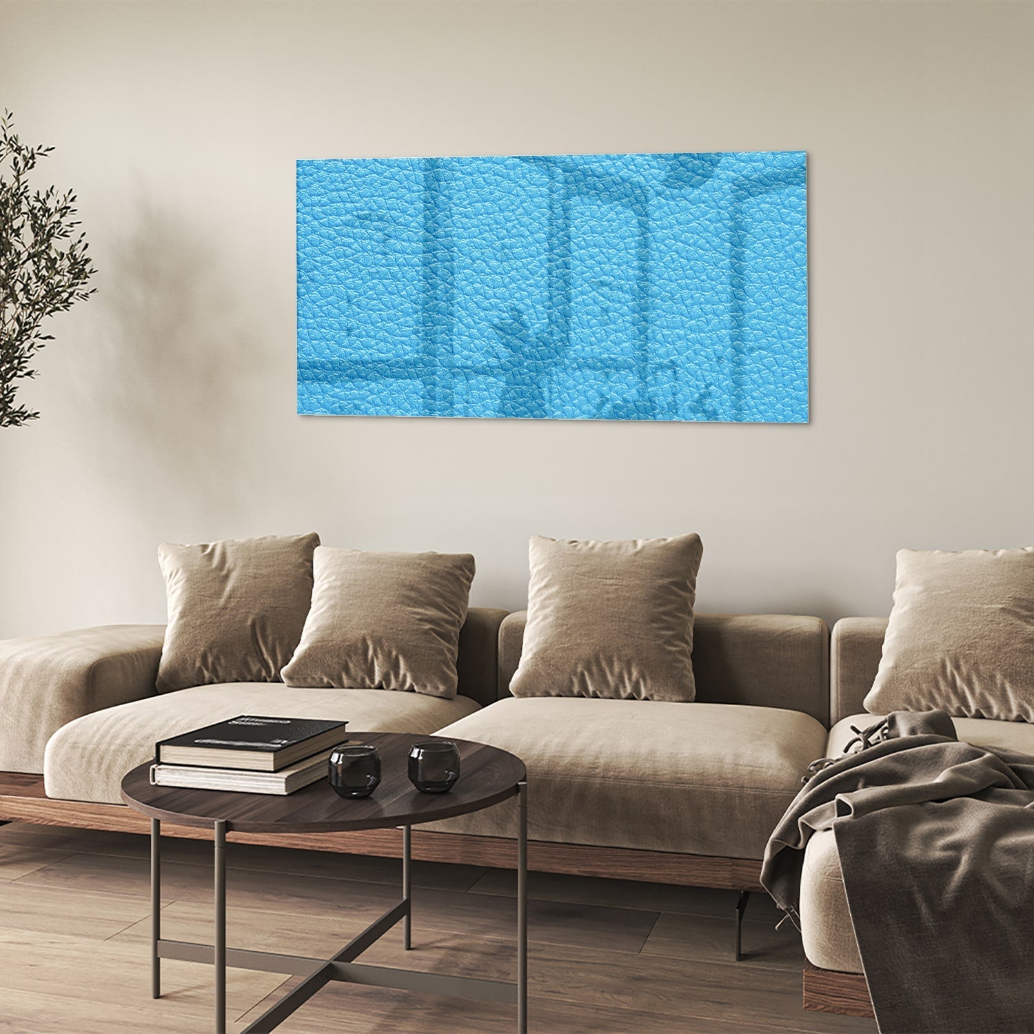 Modernes blaues Glasbild für ein stilvolles Interieur – Glasbild aus Sicherheitsglas, Größe 90x60