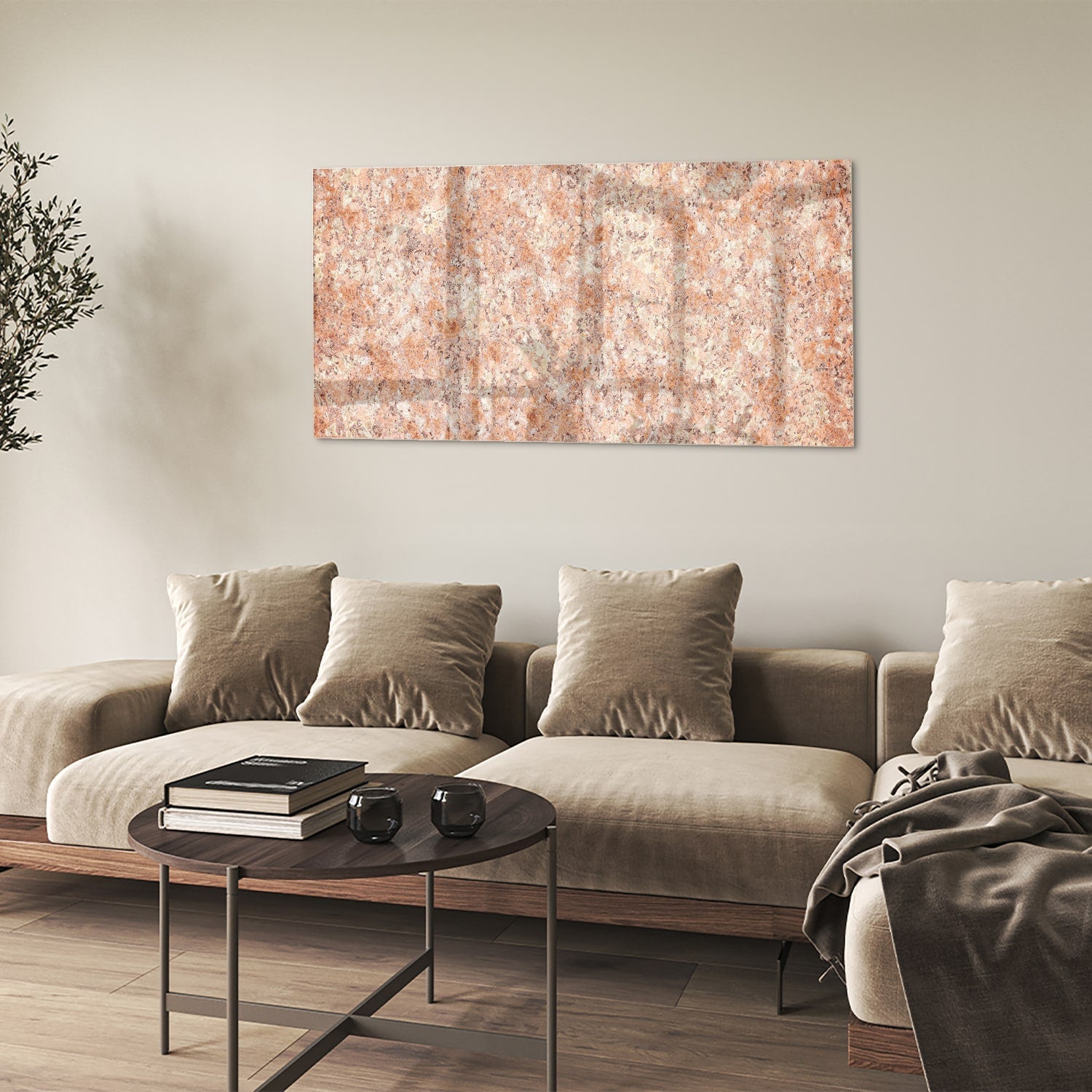 Glasbild in sanftem Rosa und Gold – Glasbild aus Sicherheitsglas, Größe 90x60