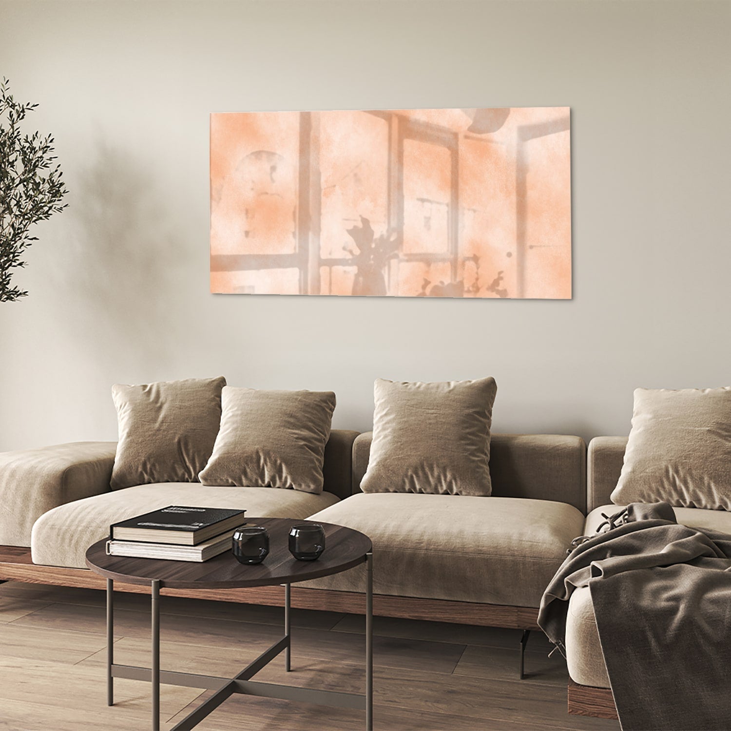 Glasbild in warmen Farbtönen für ein elegantes Interieur – Glasbild aus Sicherheitsglas, Größe 90x60