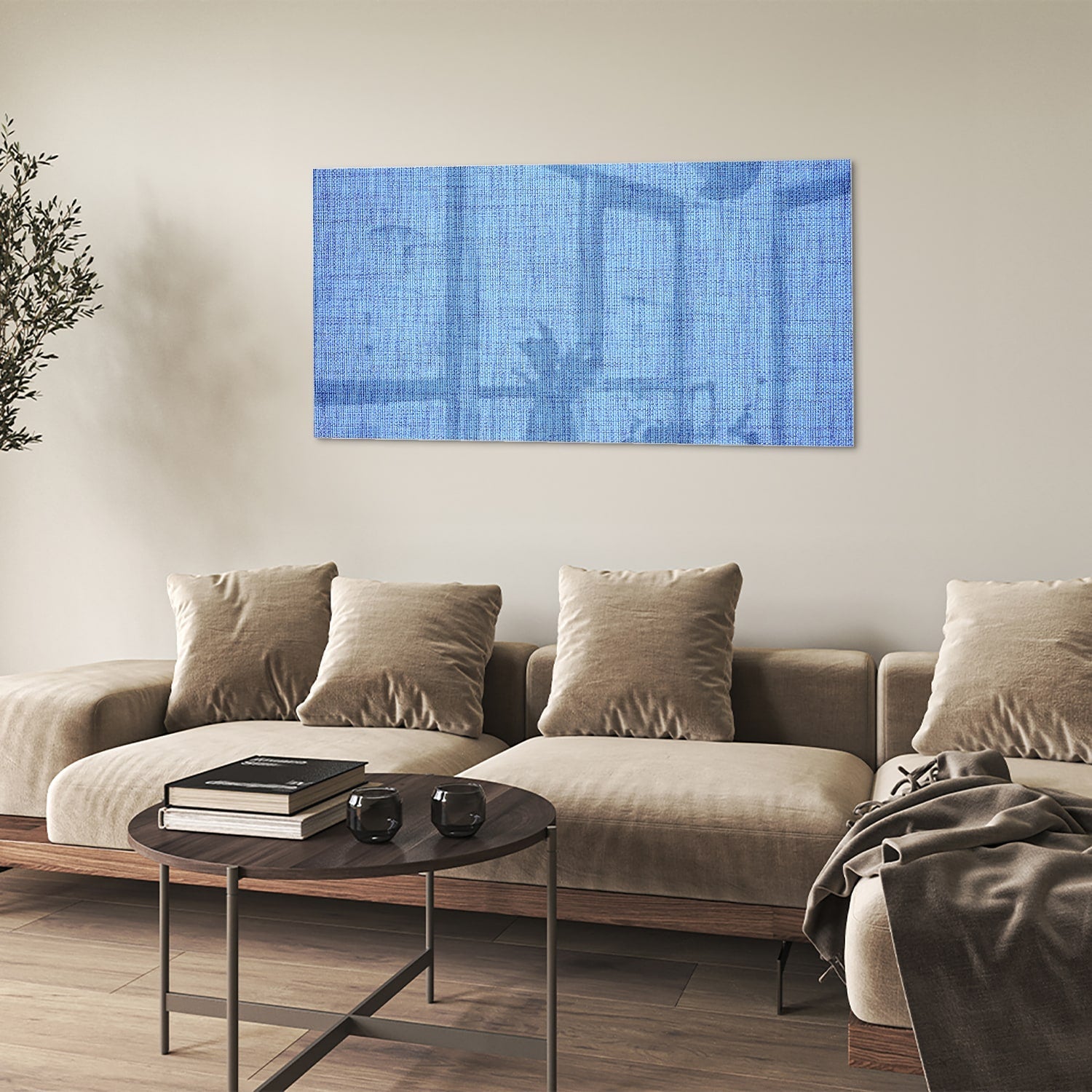 Elegantes blaues Glasbild für moderne Innenräume – Glasbild aus Sicherheitsglas, Größe 90x60