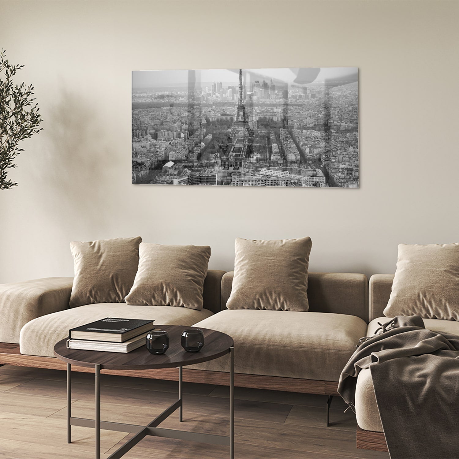Schwarz-Weiß-Glasbild mit Paris-Motiv – Glasbild aus Sicherheitsglas, Größe 90x60