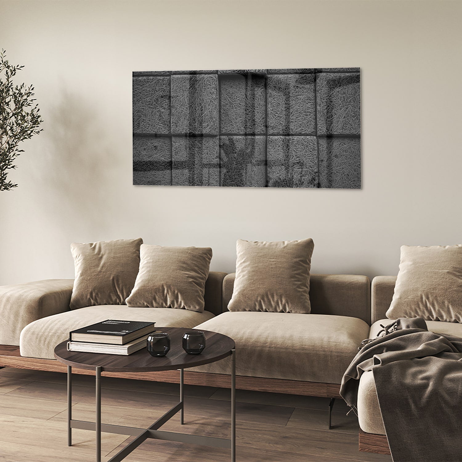 Dunkles abstraktes Glasbild für moderne Innenräume – Glasbild aus Sicherheitsglas, Größe 90x60