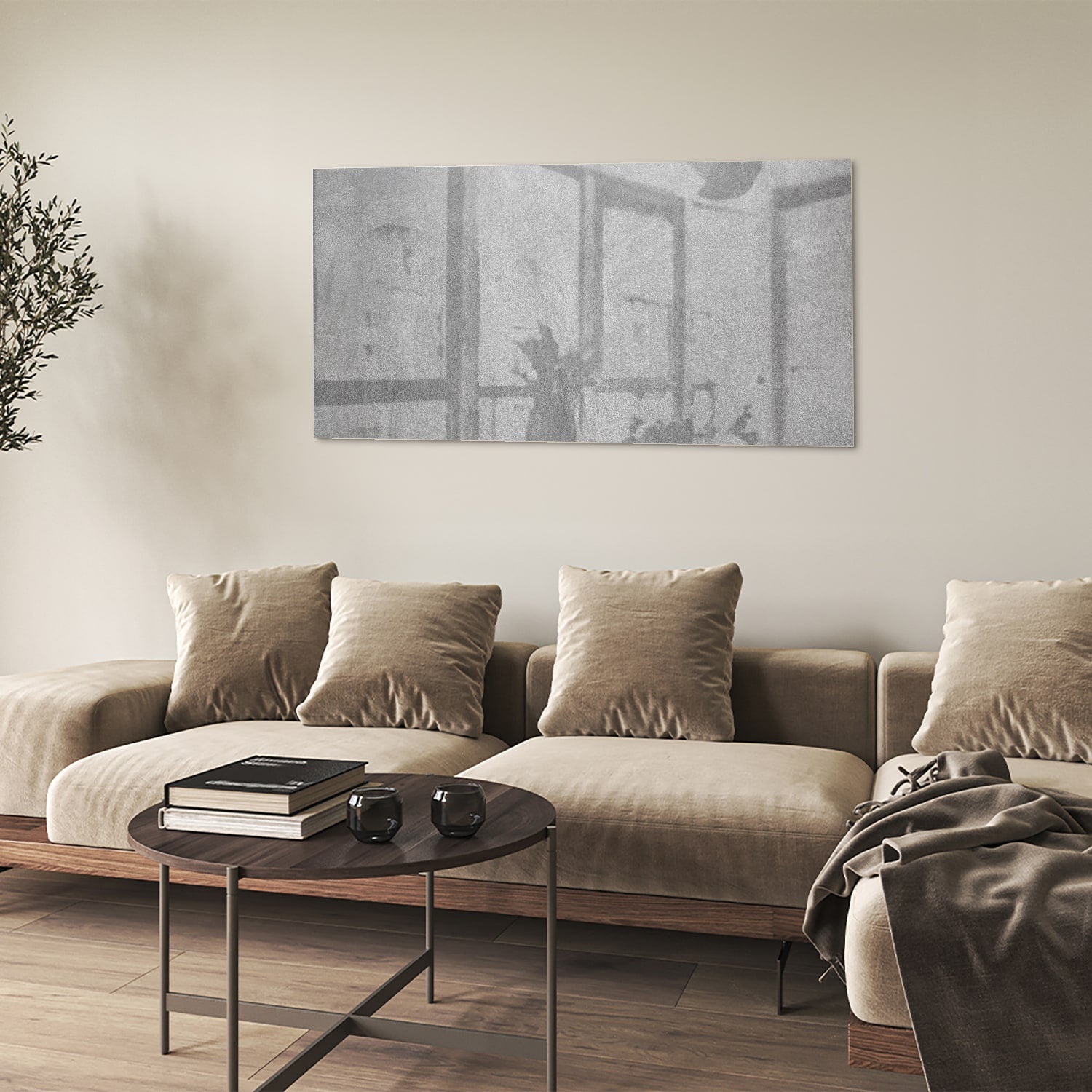 Minimalistisches Glasbild mit Händen – Glasbild aus Sicherheitsglas, Größe 90x60