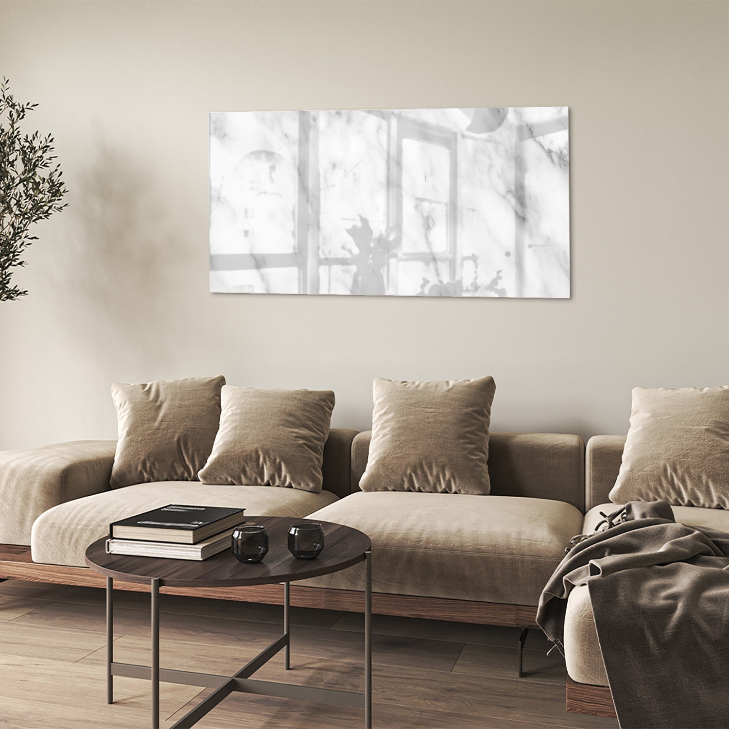 Elegantes Glasbild mit Marmoreffekt – Glasbild aus Sicherheitsglas, Größe 90x60