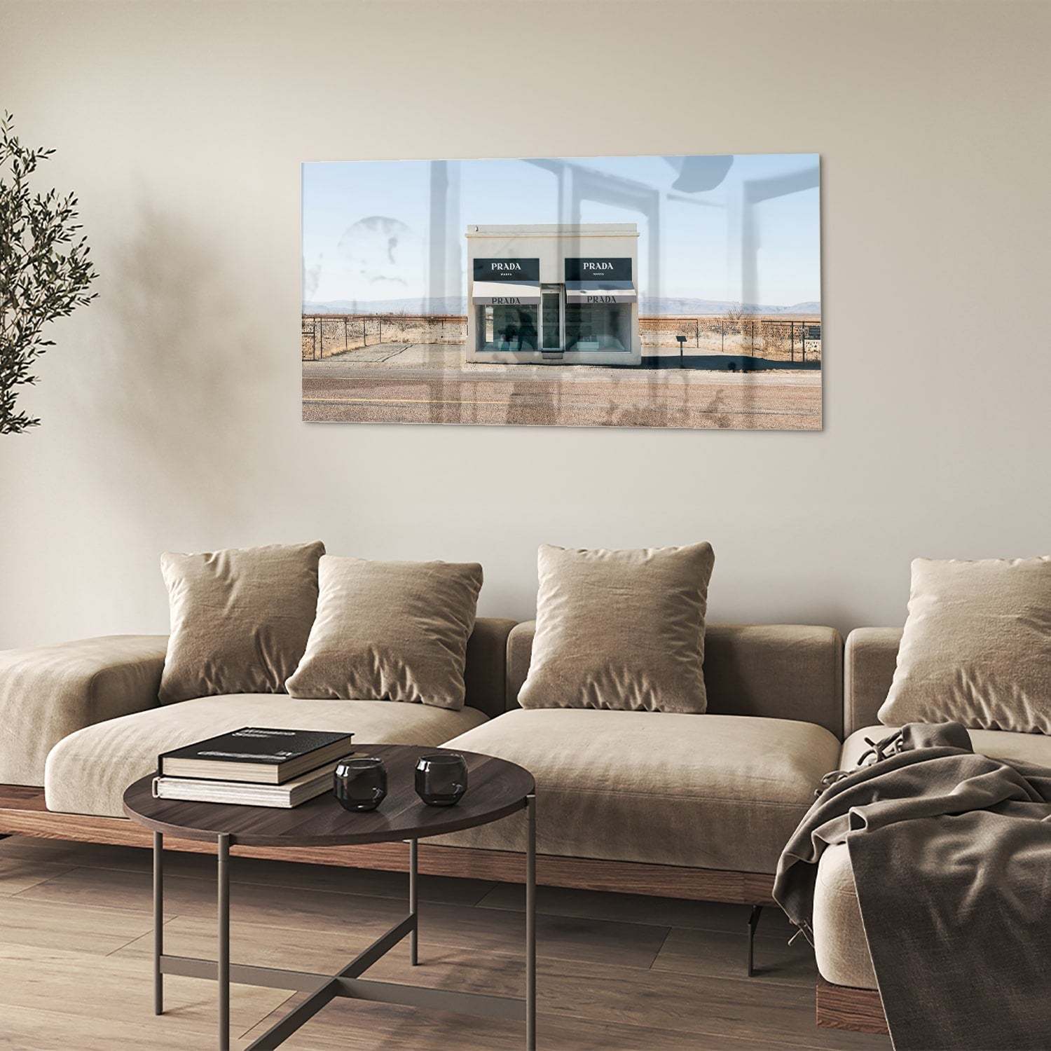 Modernes Glasbild mit einer Wüstenlandschaft – Glasbild aus Sicherheitsglas, Größe 90x60
