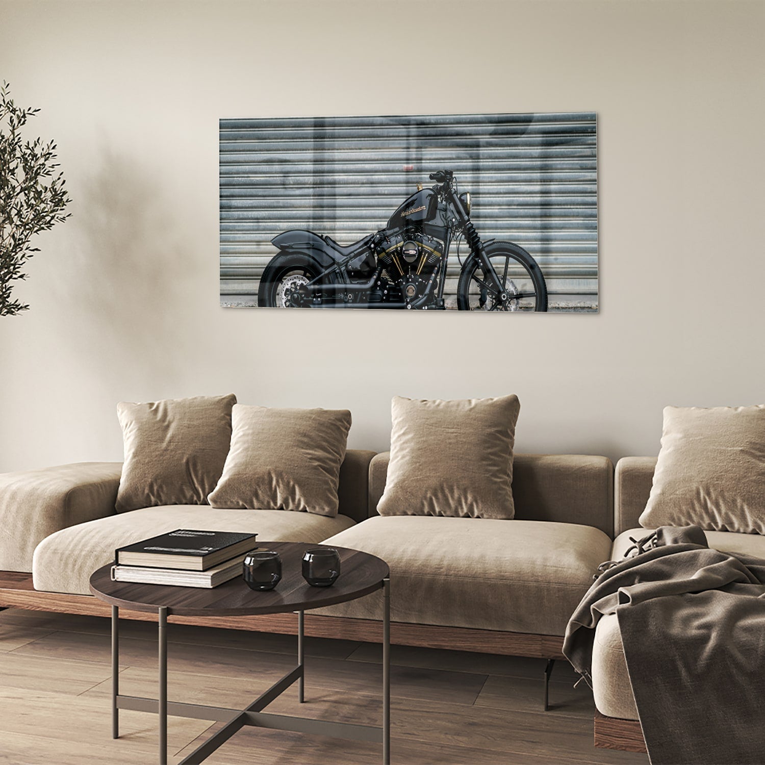 Stilvolles Glasbild mit einem Motorrad – Glasbild aus Sicherheitsglas, Größe 90x60