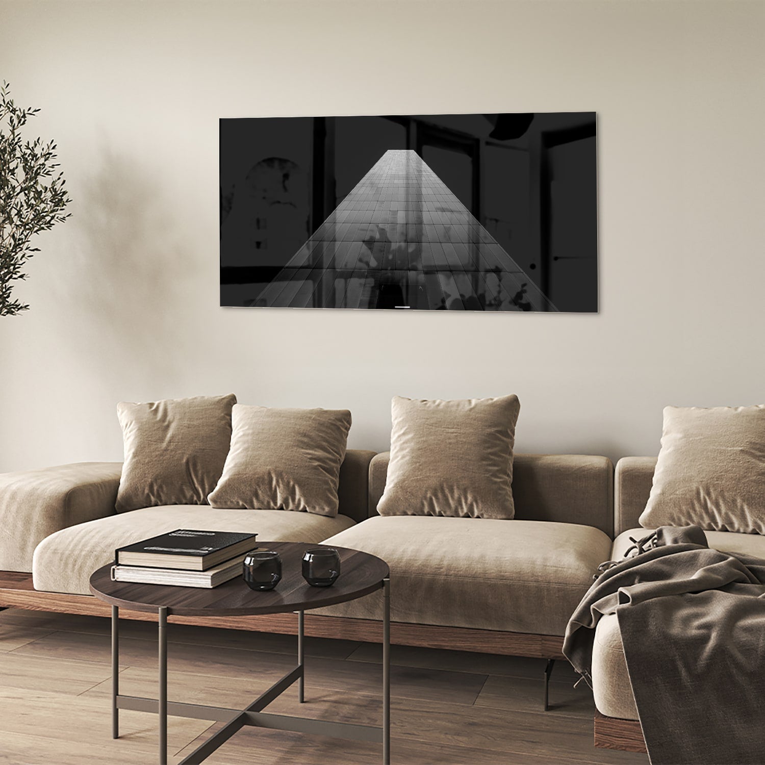 Minimalistisches Glasbild mit Lichteinfall – Glasbild aus Sicherheitsglas, Größe 90x60