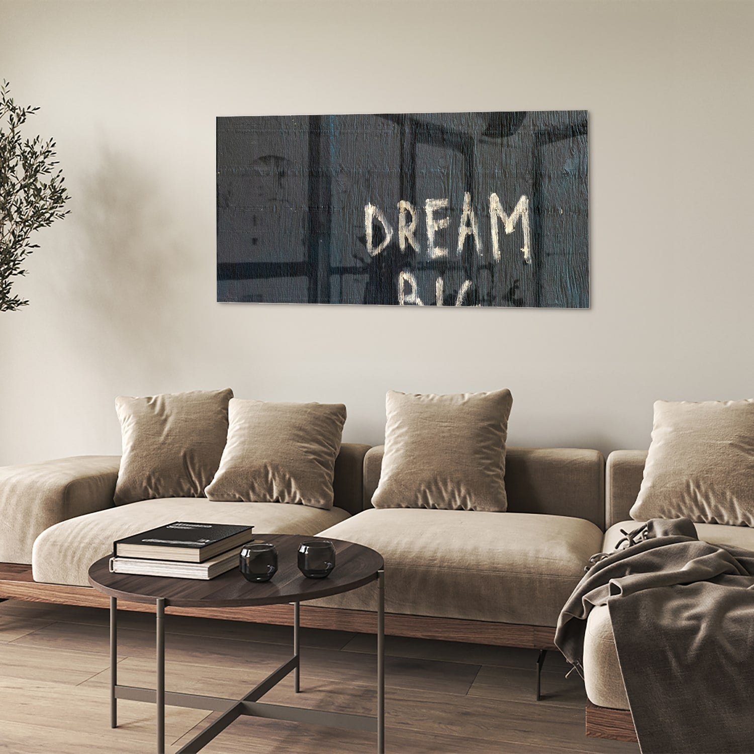 Glasbild 'Dream Big' für ein modernes Interieur – Glasbild aus Sicherheitsglas, Größe 90x60