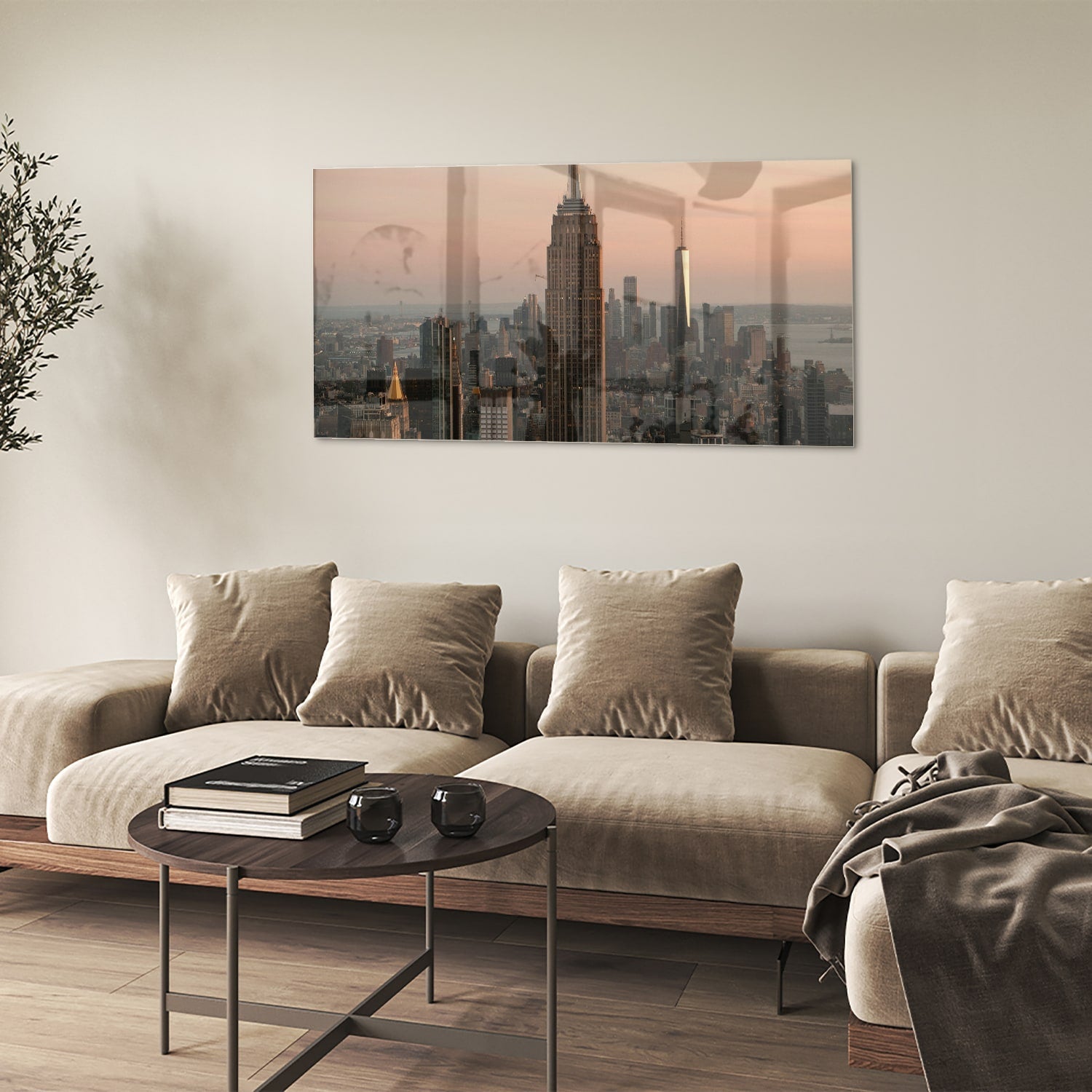 Glasbild mit dem Empire State Building – Glasbild aus Sicherheitsglas, Größe 90x60