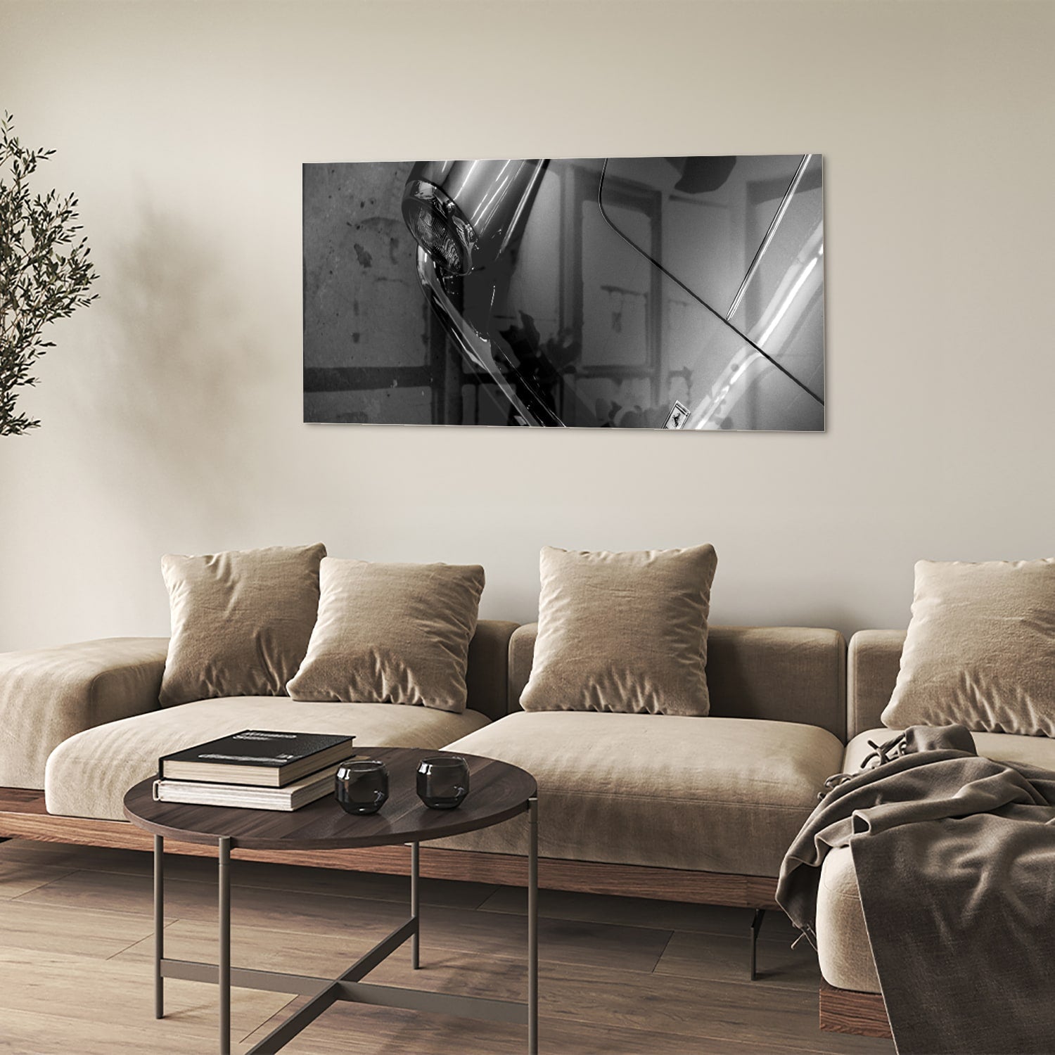 Elegantes Glasbild mit modernem abstraktem Design – Glasbild aus Sicherheitsglas, Größe 90x60