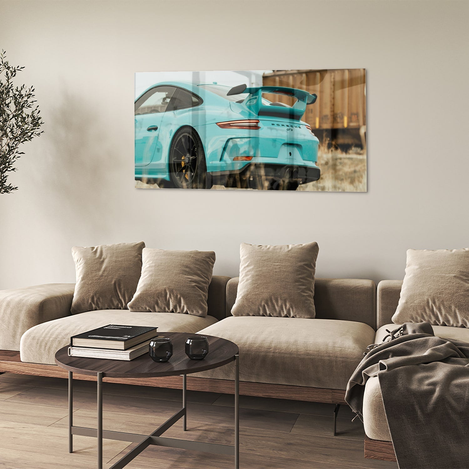 Stilvolles Glasbild mit einem Sportwagen – Glasbild aus Sicherheitsglas, Größe 90x60