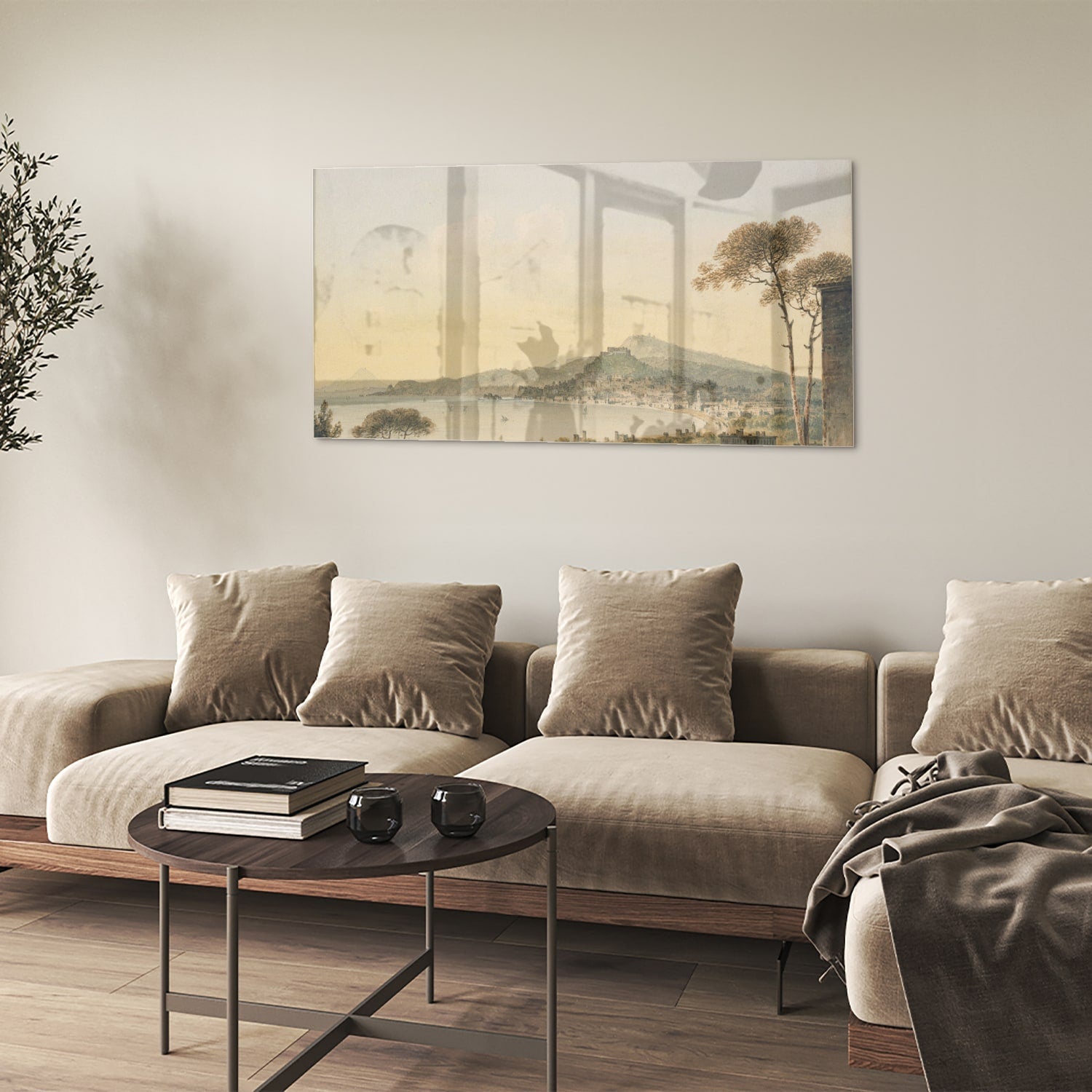 Rustikales Glasbild mit Berglandschaft – Glasbild aus Sicherheitsglas, Größe 90x60