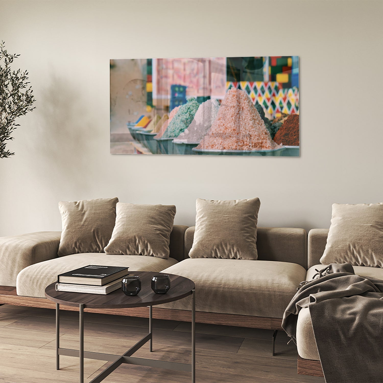 Farbenfrohes Glasbild mit Gewürzen – Glasbild aus Sicherheitsglas, Größe 90x60