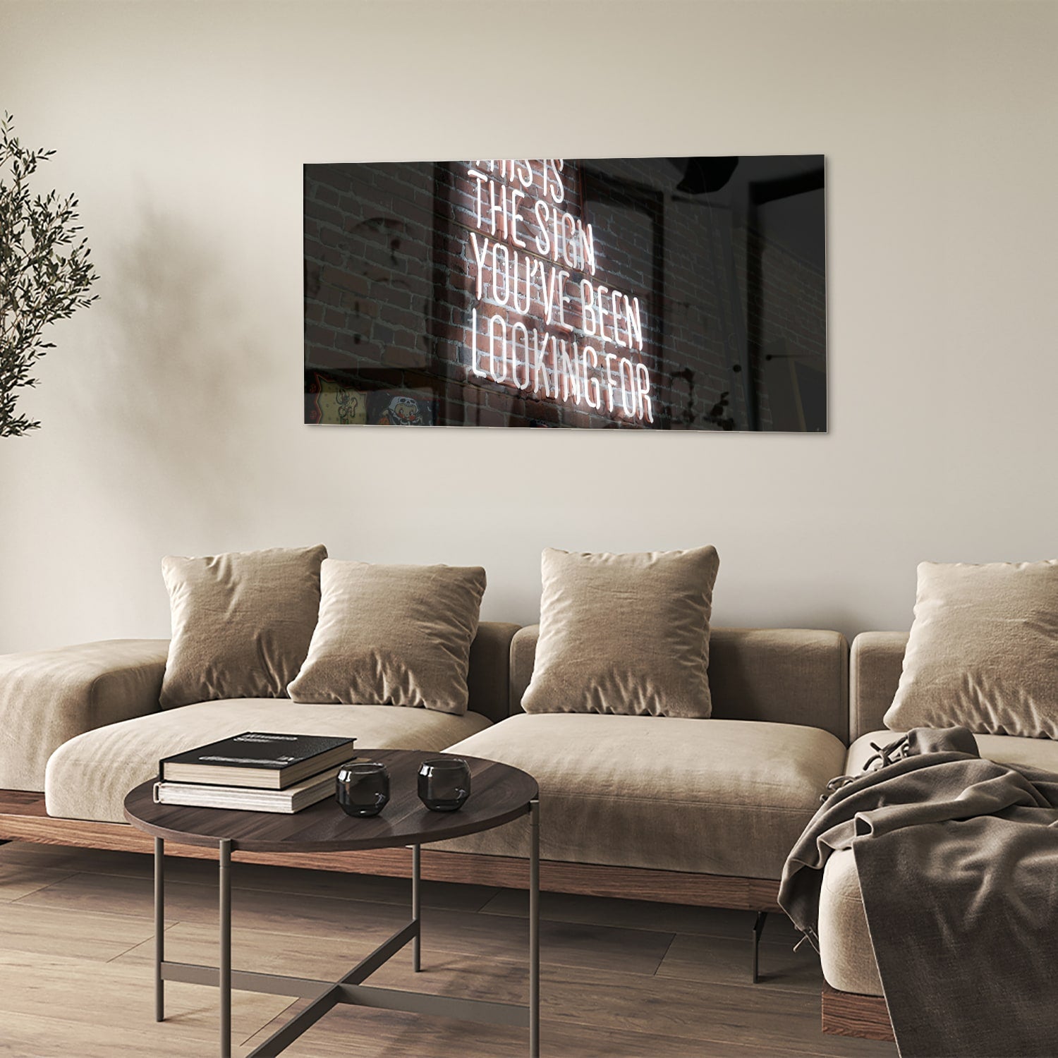 Inspirierendes Glasbild: 'This Is the Sign' – Glasbild aus Sicherheitsglas, Größe 90x60