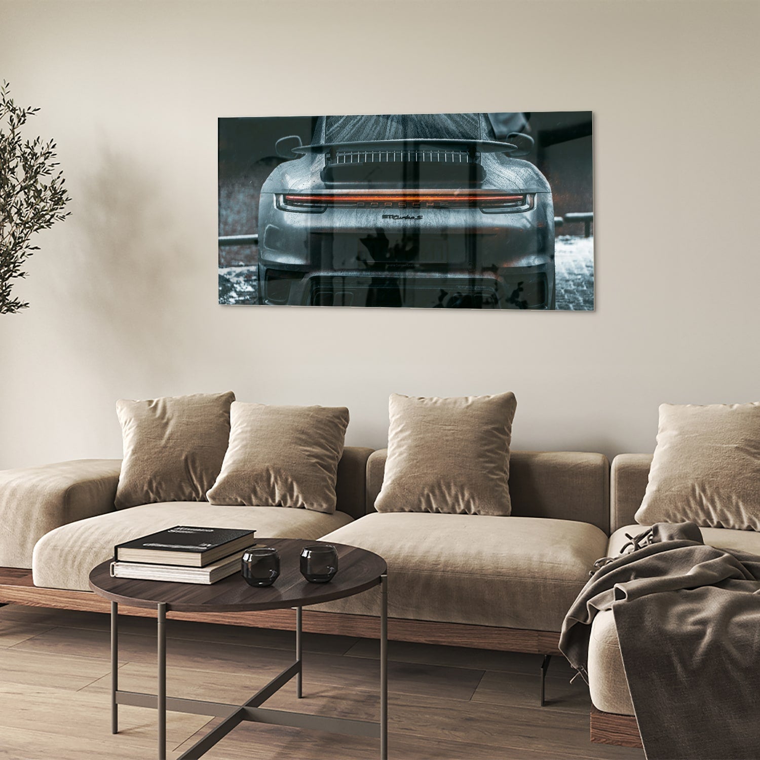 Elegantes Glasbild mit einem Sportwagen – Glasbild aus Sicherheitsglas, Größe 90x60