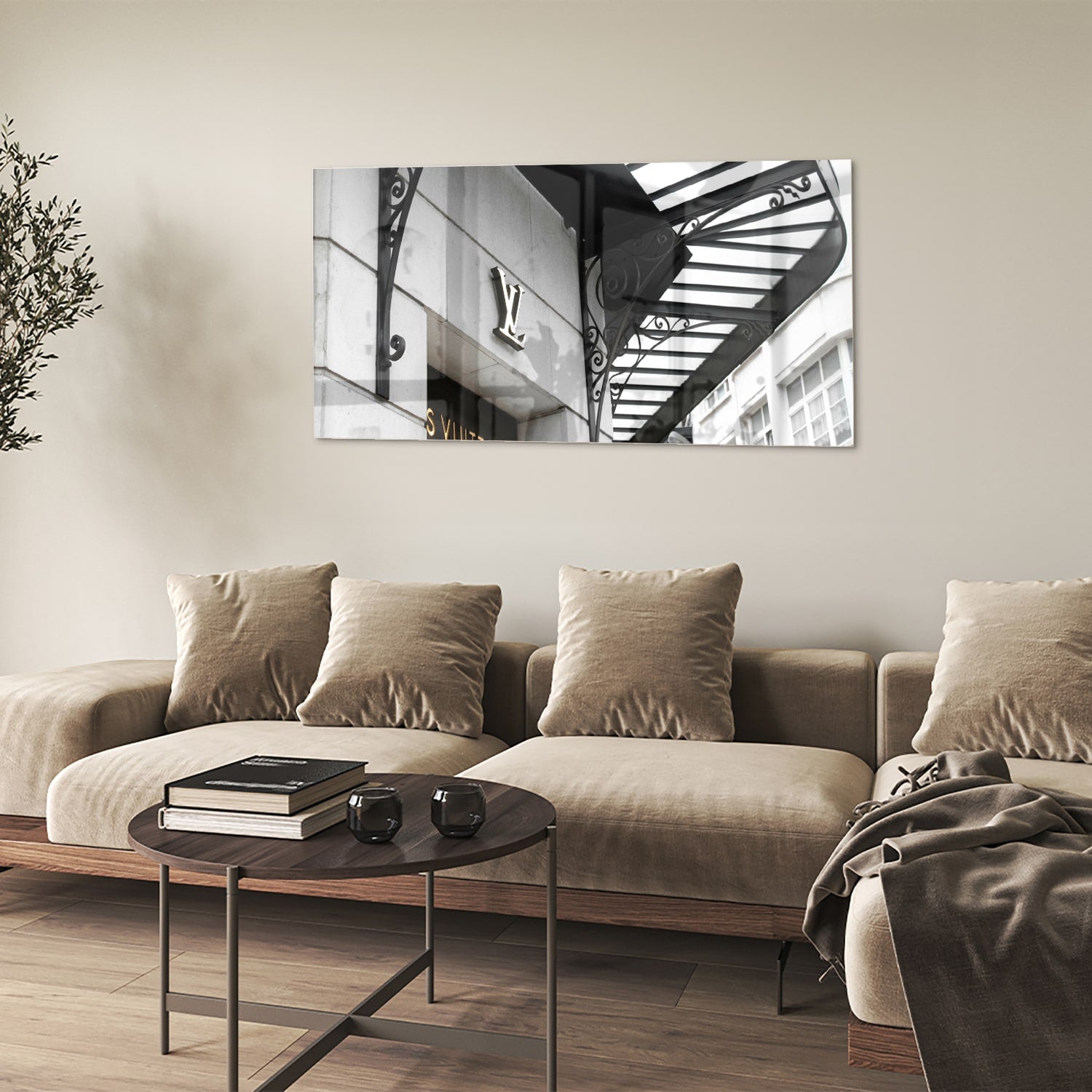 Elegantes Glasbild mit luxuriöser Mode – Glasbild aus Sicherheitsglas, Größe 90x60
