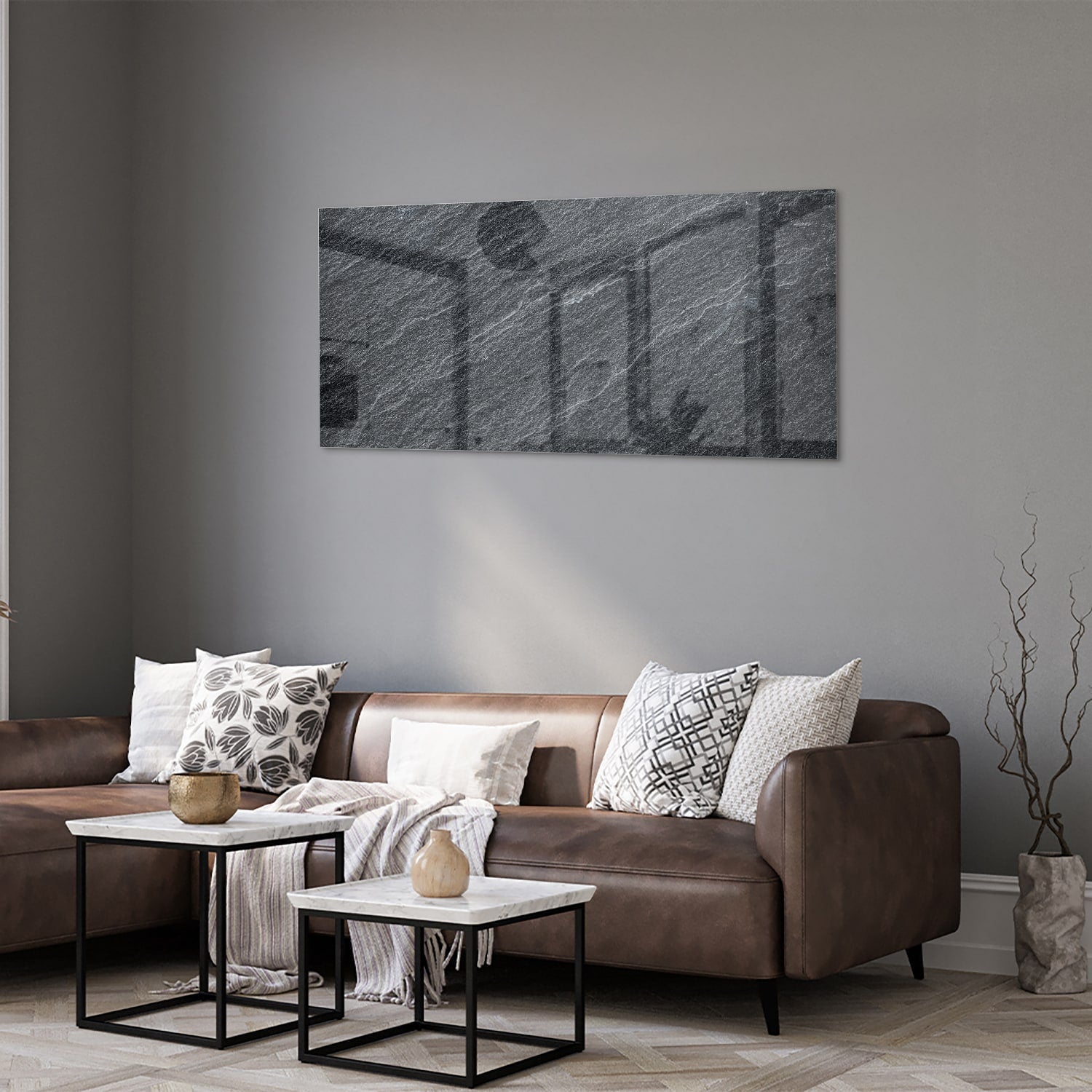 Stilvolles Glasbild mit abstraktem Muster – Glasbild aus Sicherheitsglas, Größe 40x40_rond