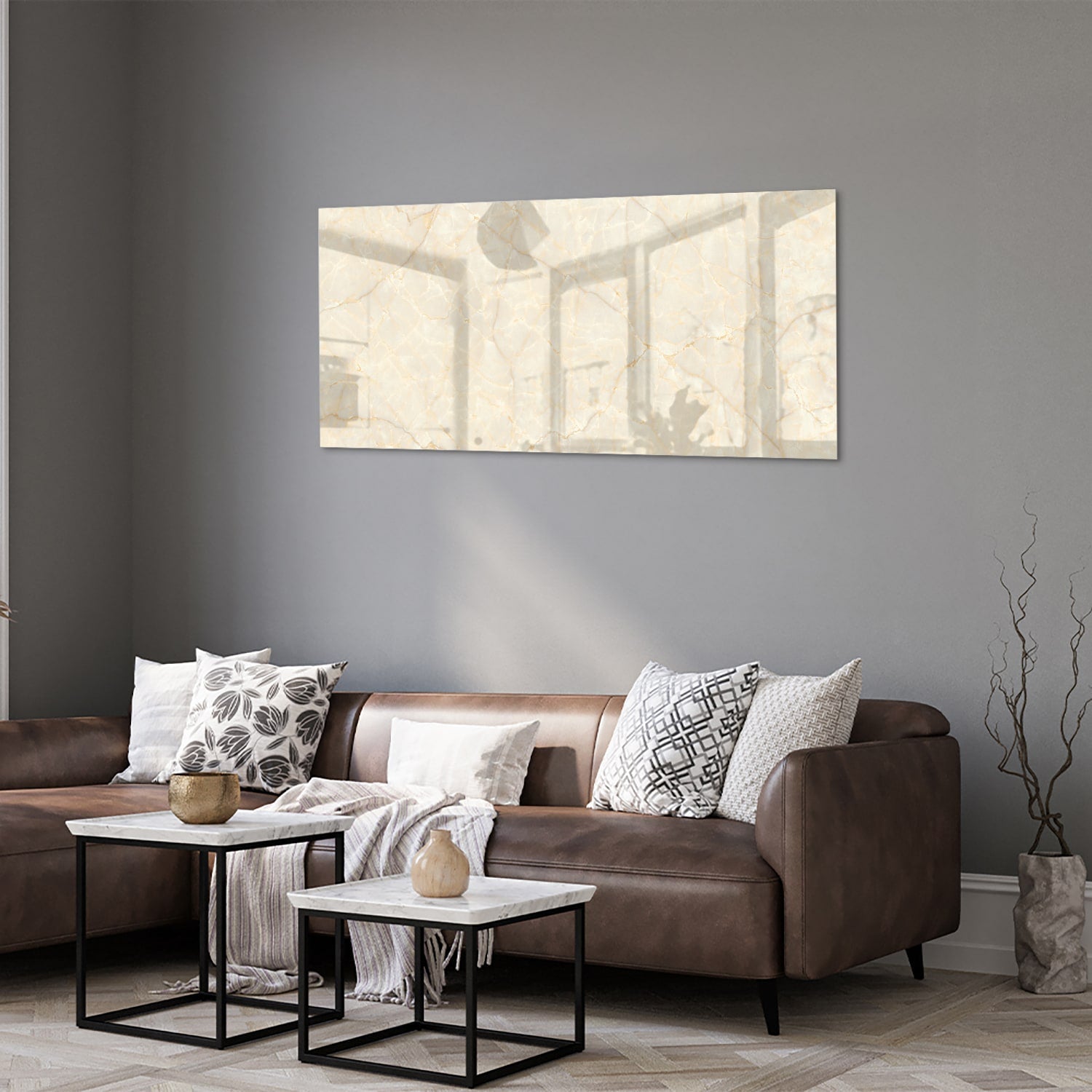 Elegantes Glasbild mit Marmormotiv – Glasbild aus Sicherheitsglas, Größe 40x40_rond