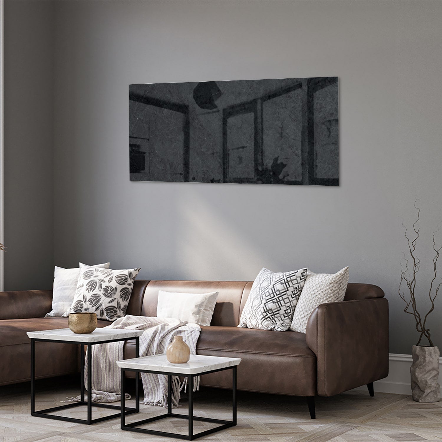 Minimalistisches Glasbild für moderne Innenräume – Glasbild aus Sicherheitsglas, Größe 40x40_rond