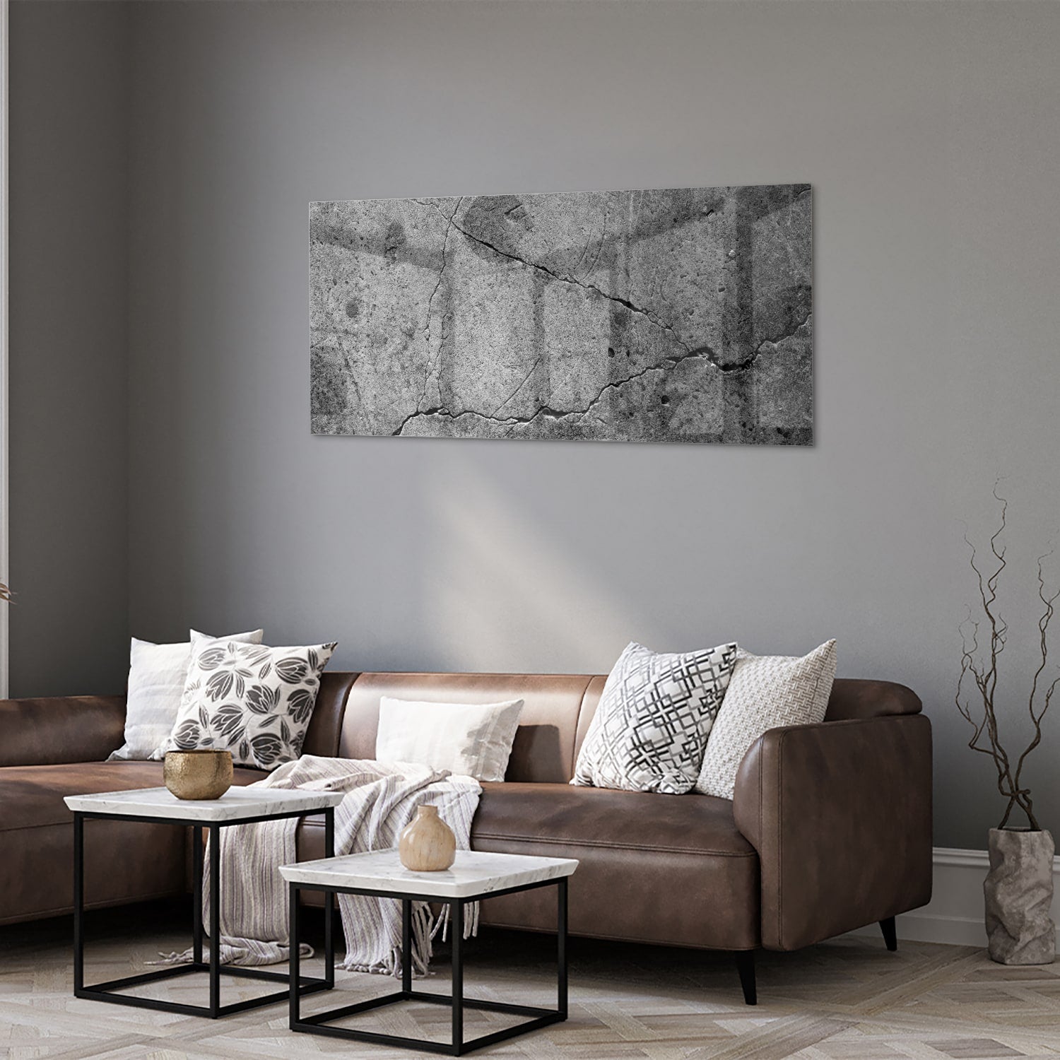 Elegantes Glasbild mit abstrakter Struktur – Glasbild aus Sicherheitsglas, Größe 40x40_rond