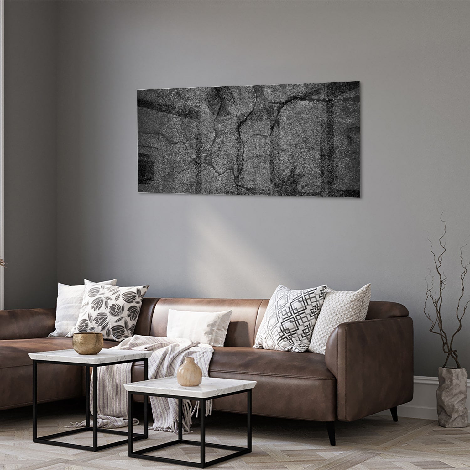 Modernes Glasbild mit abstrakter Struktur – Glasbild aus Sicherheitsglas, Größe 40x40_rond