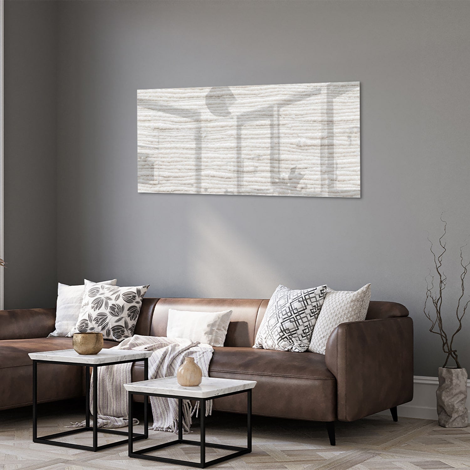Elegantes Glasbild mit natürlichen Linien – Glasbild aus Sicherheitsglas, Größe 40x40_rond