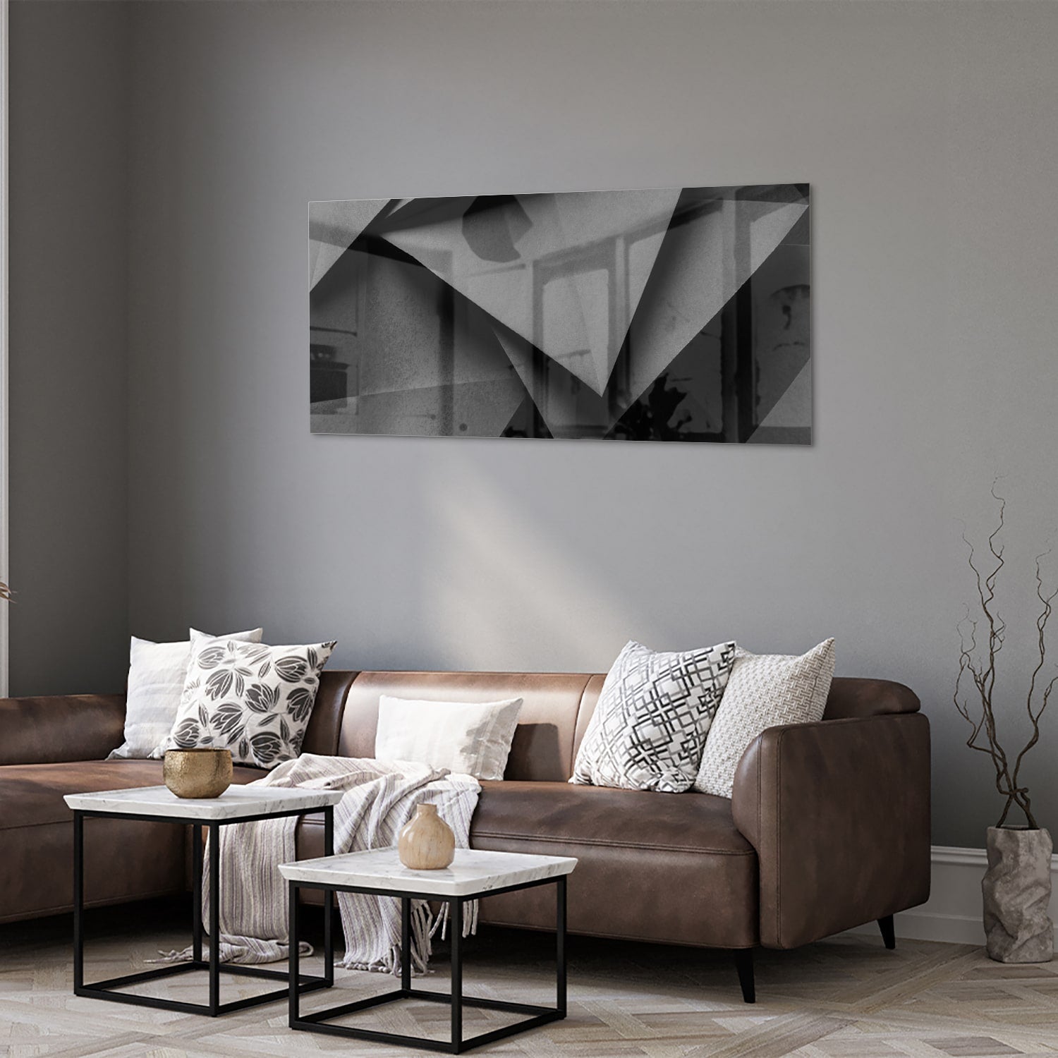 Modernes Glasbild mit geometrischem Motiv – Glasbild aus Sicherheitsglas, Größe 40x40_rond